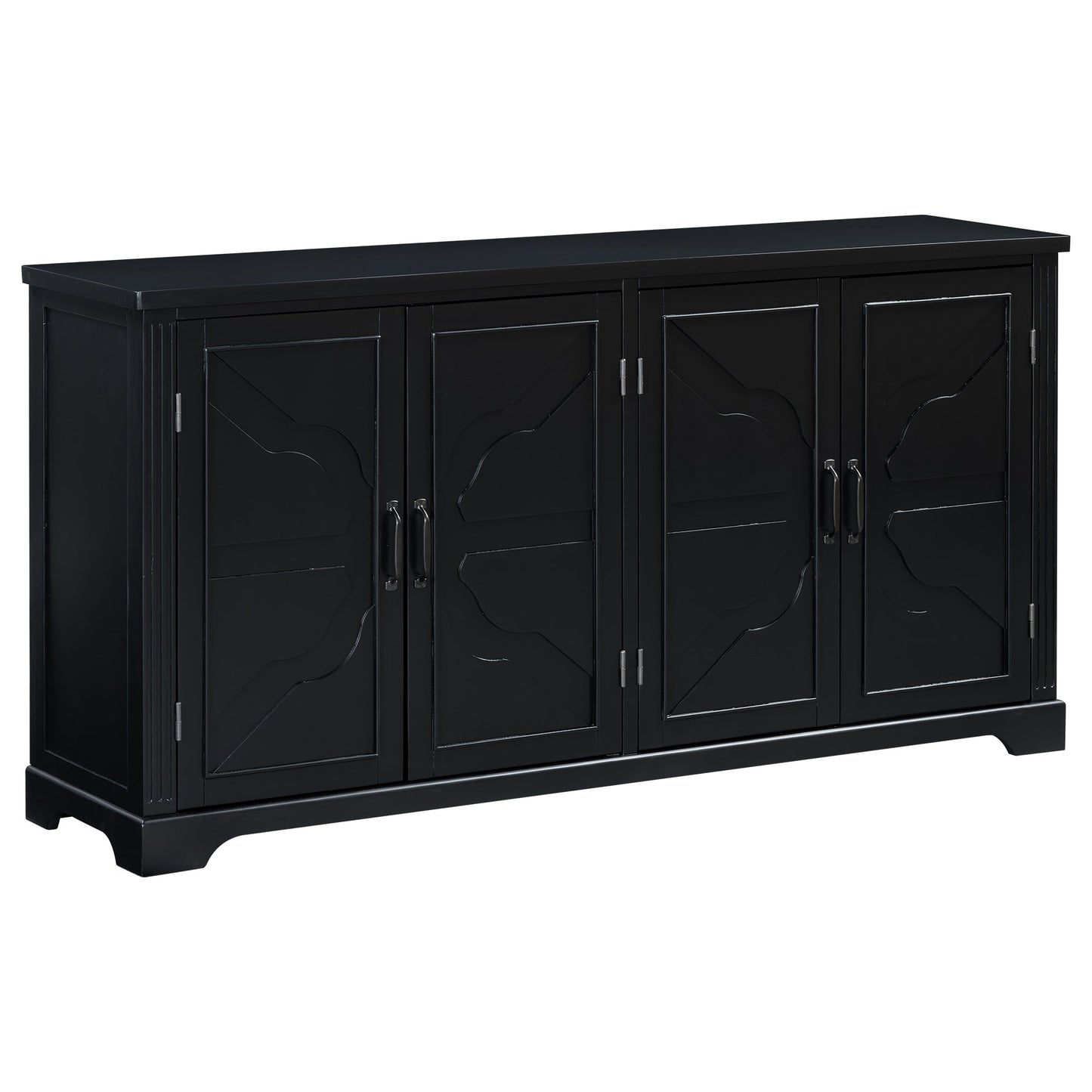 U_STYLE American Country Style Wooden Sideboard With Pine Doors and Legs, 4 Metal Handles, for Hallway Entryway Living R