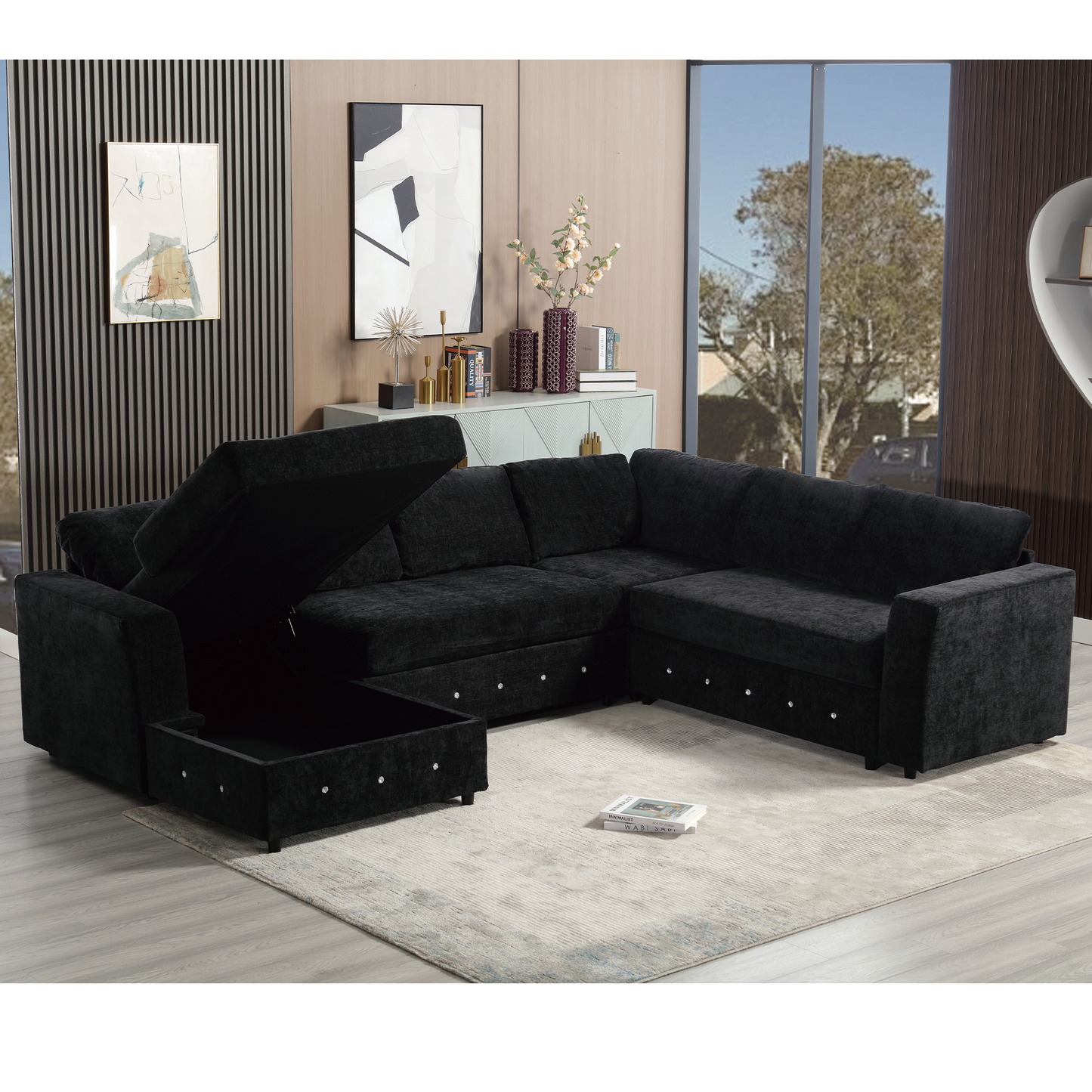 110.75" Sectional Sofa,Oversized Modular Sofa,Chaise Storage, Modern U Shaped Couch , Upholstered Sofas,Chenille