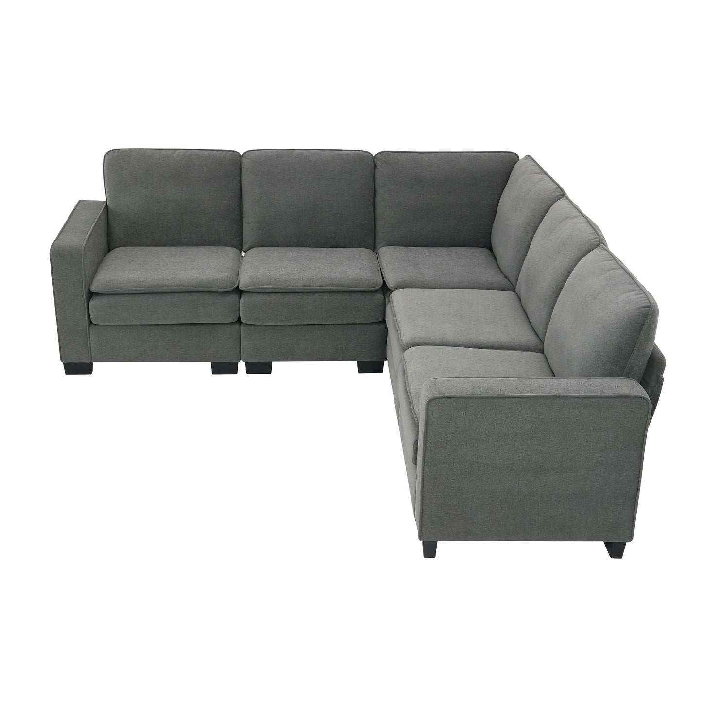 89*89" Oversized Velvet Modern Sectional Sofa,Large L Shaped Upholstered Indoor Furniture With Double Cushions,5 Seat