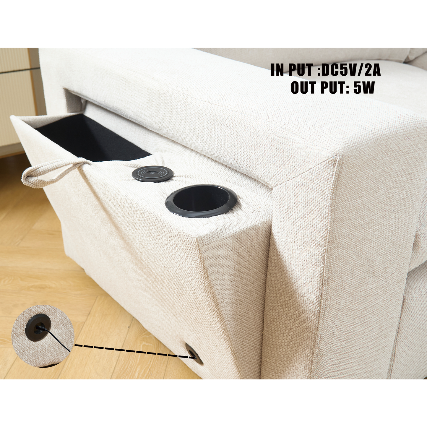 Sectional Couches for Living Room,Modular Couch,Wireless Charging Port & Cup Holders,5-Seat ,DIY Combination,L-Shaped Sofa