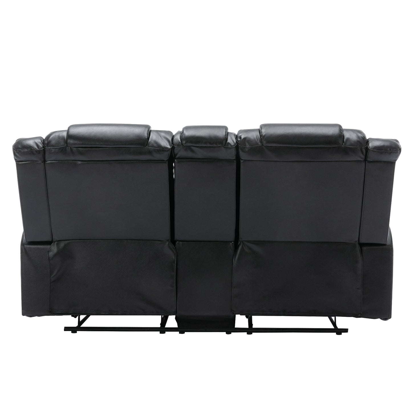 2 Seater Home Theater Recliner Manual Recliner Chair With a Storage Box and Two Cup Holders for Living Room,Bedroom, Black