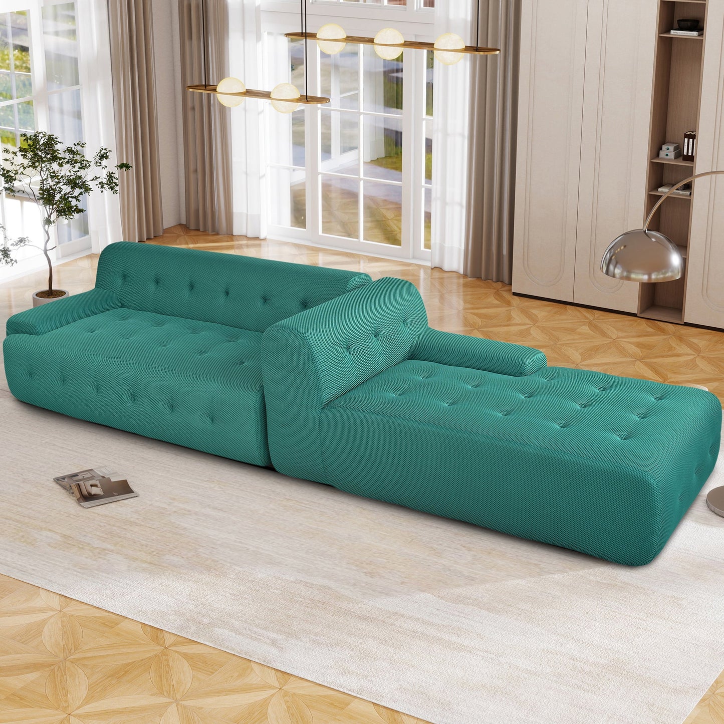 Modern Large L-Shaped Modular Sofa, Minimalist Style, 2-Piece Set With Free Combinations, Suitable for Living Rooms