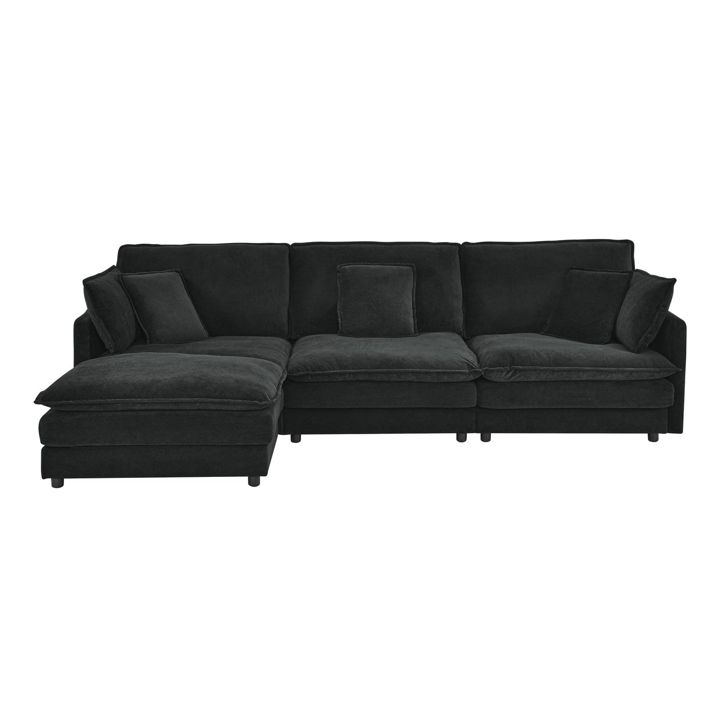 Modern Home Living Room L-Shaped Sectional Sofa Couches With Storage Ottoman, Convertible Oversized 4 Seater Couch