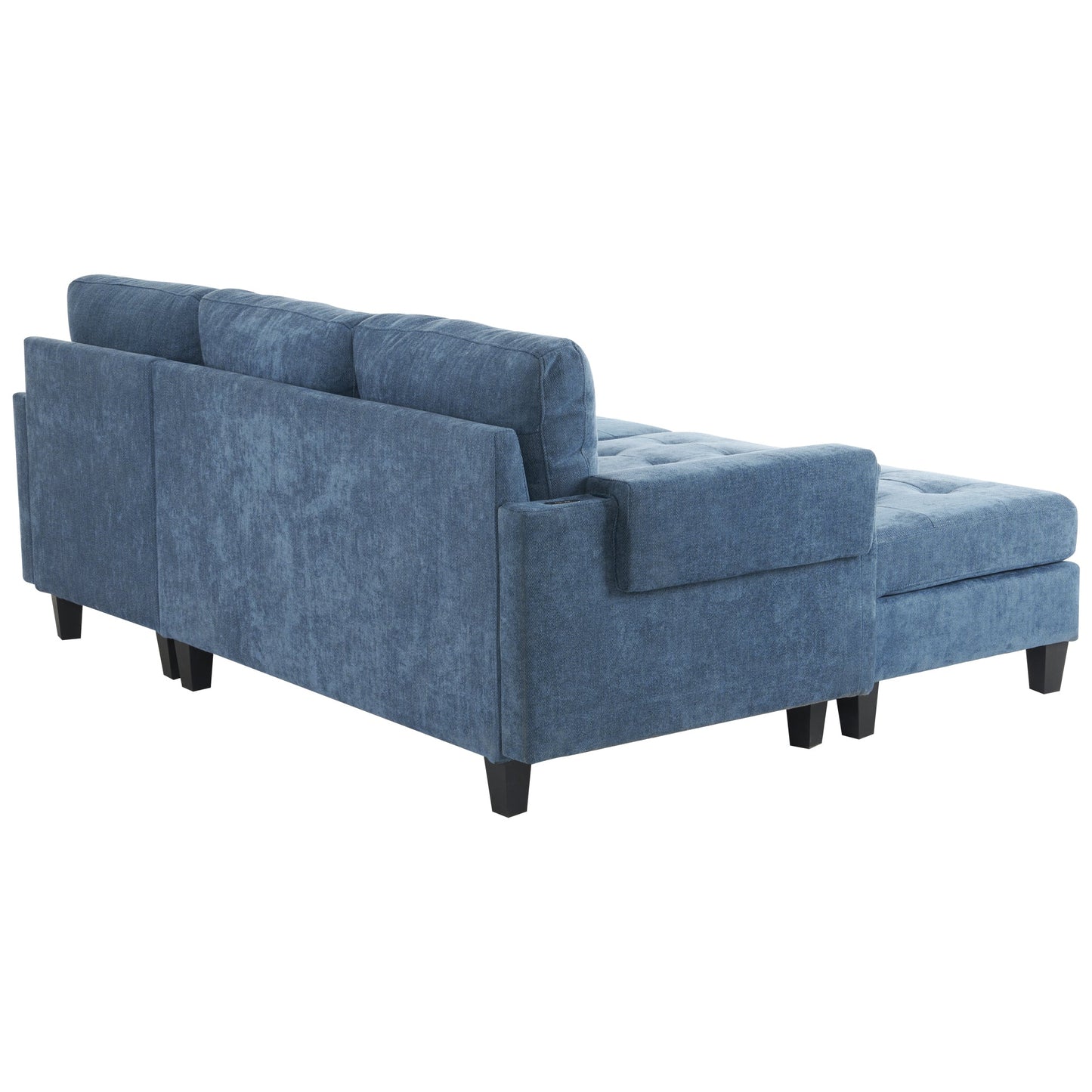 83.4" L-Shaped Sofa Sectional Couch Sofa Bed With Two USB Ports, a Movable Ottoman and a Reversible Chaise Lounge