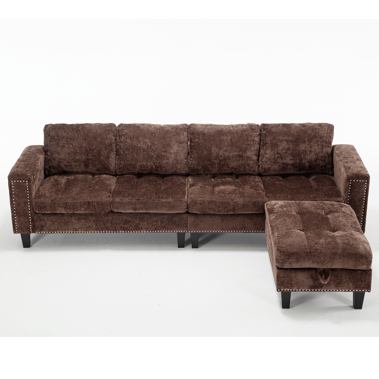 5 Seat Modular Sofa,with Storage Ottoman, Convertible Sectional Sofa, L Shaped Couch , Reversible Chaise ,Riveted Sofa