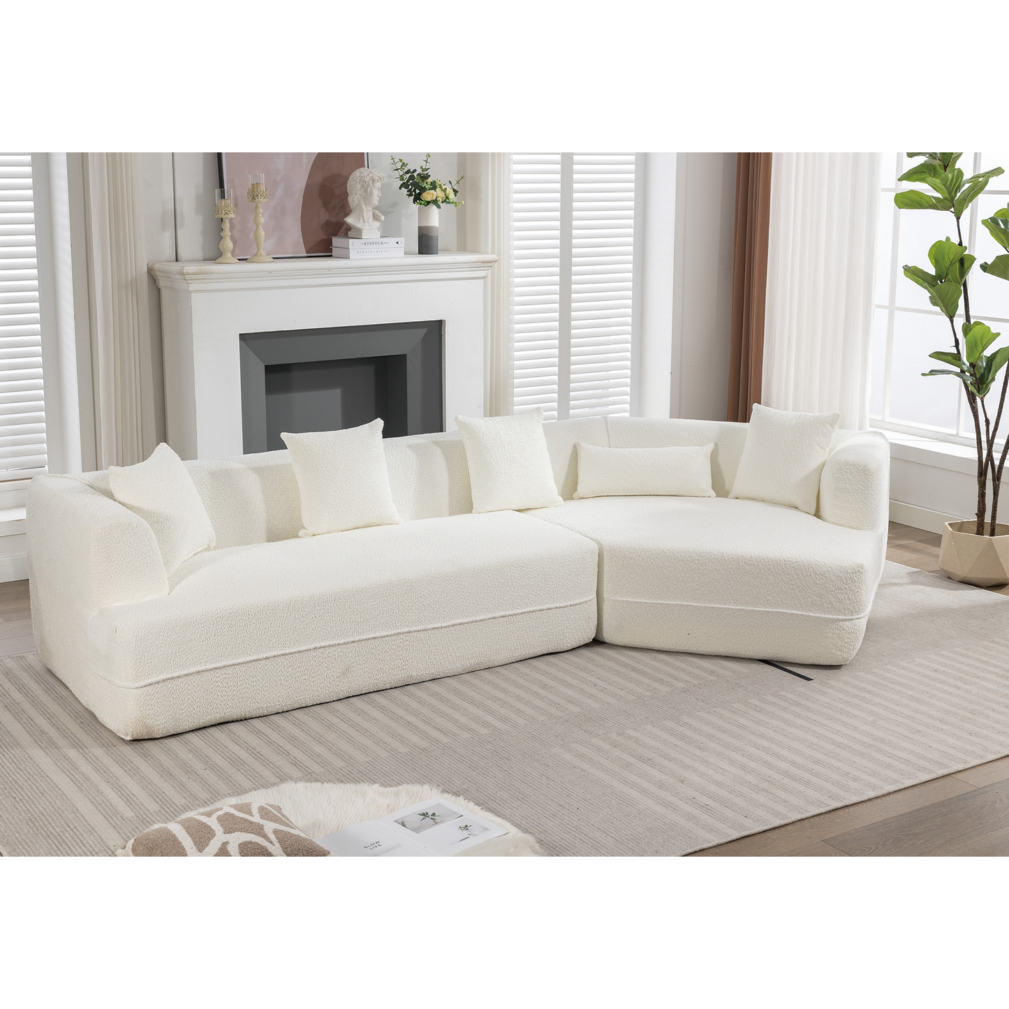 Modular Sofa , Modern Minimalist Style Sofa, Upholstered , Free Combination, Round Fiber Fabric, Anti-Wrinkle Fabric