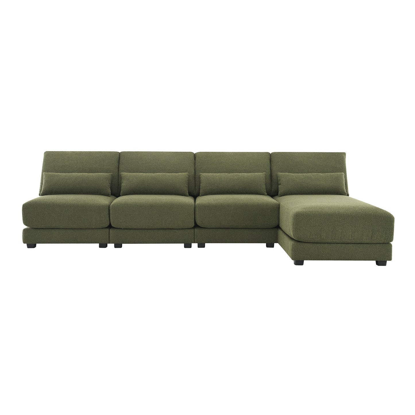 120*61" Oversized Deep Seat Sectional Sofa With Reversible Chaise,Loop Yarn Fabric 5-Seat Armless Indoor Furniture