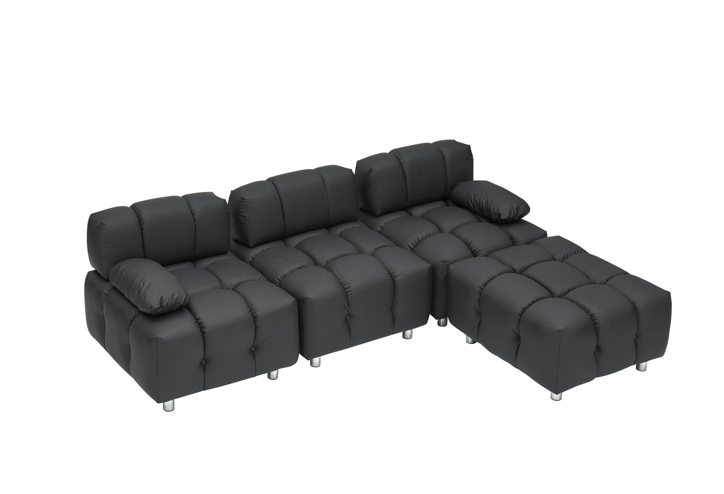 A 90.60-Inch Technology Cloth Black Sofa, Waterproof, Stain and Cat Scratch Resistant, Can Comfortably Sit