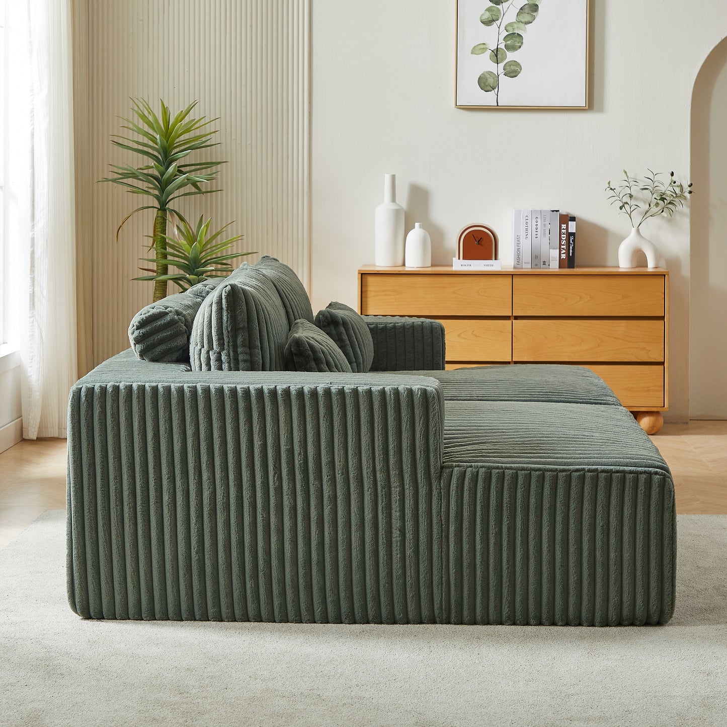 87" Oversized Sectional Lounge Chaise ,No Assembly Required,Cloud Plush Loveseat With Reclining Sofa Bed,Fluffy Modern