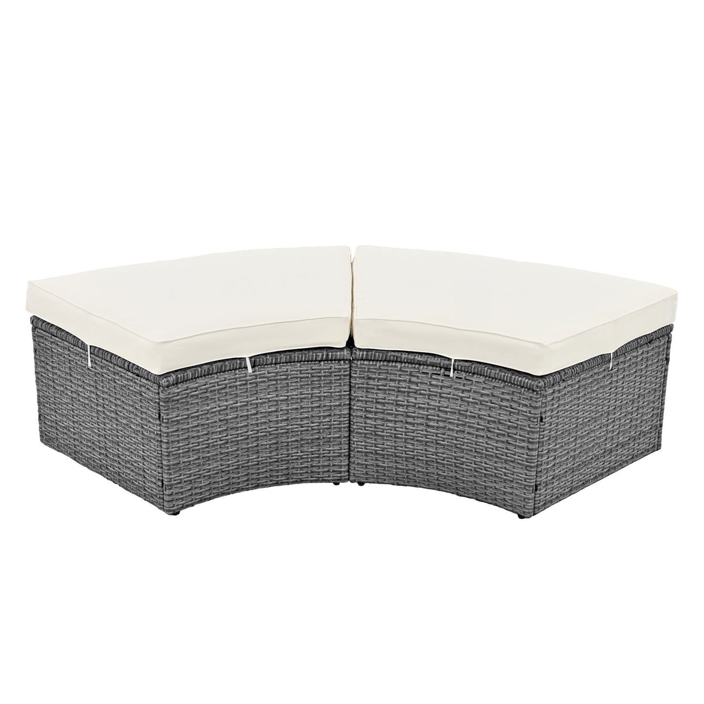 Patio 5-Piece Round Rattan Sectional Sofa Set All-Weather