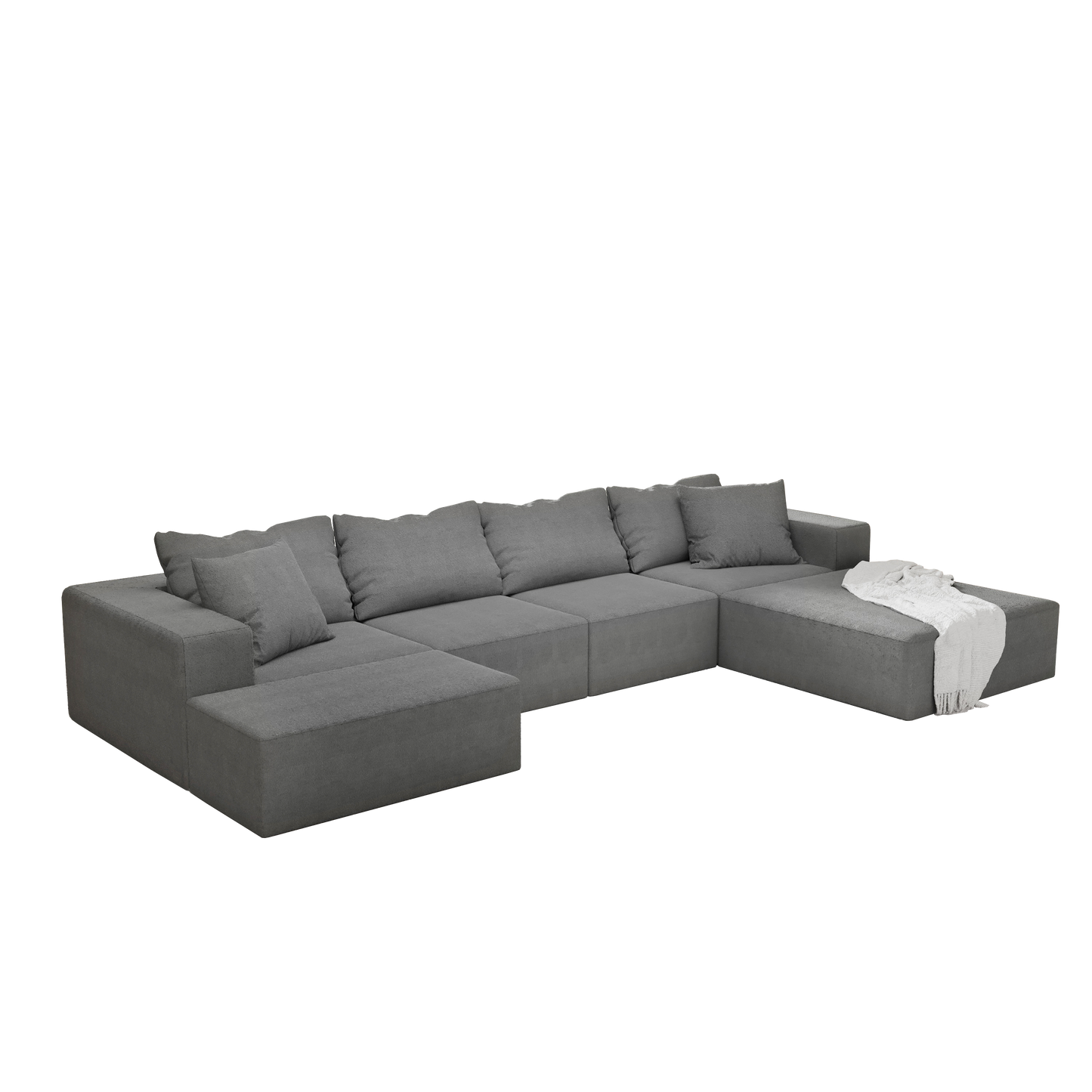 Modern Upholstered Sectional Sofa Couch Set,Modular 132" L Shaped Sectional Living Room Sofa Set With 6 Pillows,Free Com