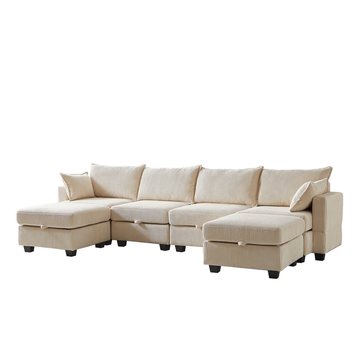 113.5'' Modular Sectiona Corduroy Sofa, Sectional Couches for Living Room U Shaped Sectional Couch With Storage Ottoman