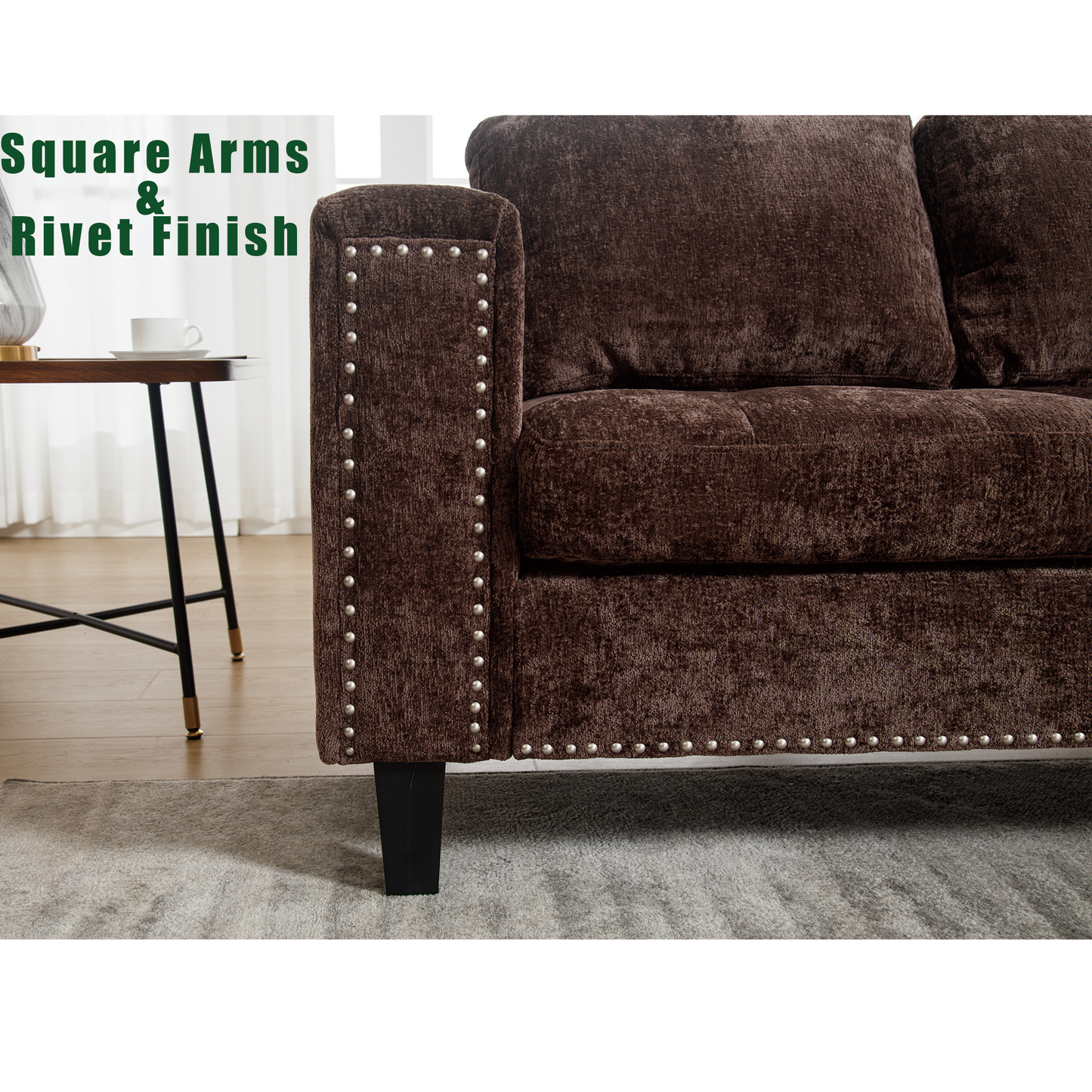 5 Seat Modular Sofa,with Storage Ottoman, Convertible Sectional Sofa, L Shaped Couch , Reversible Chaise ,Riveted Sofa