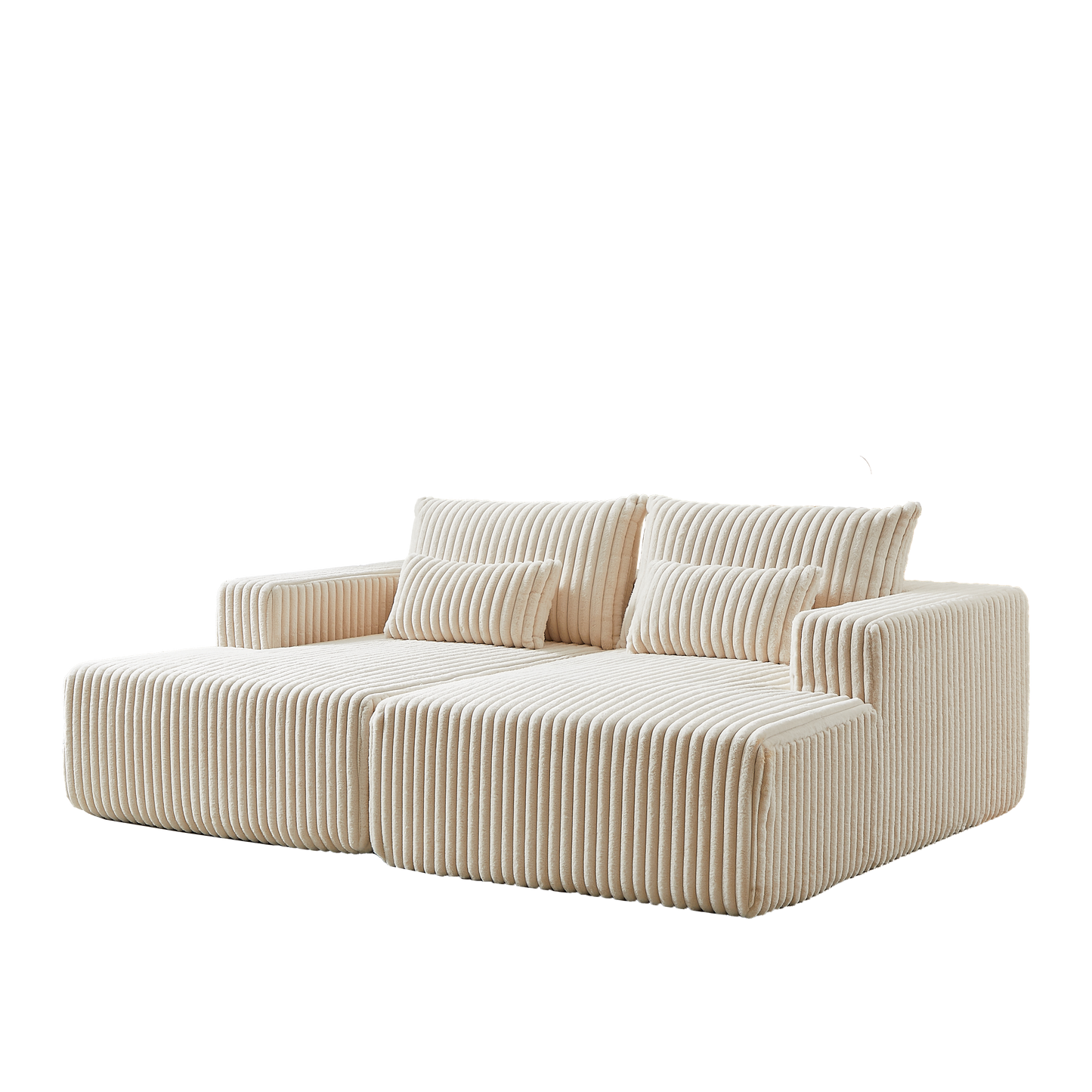87" Oversized Sectional Lounge Chaise,No Assembly Required,Cloud Plush Loveseat With Reclining Sofa Bed,Fluffy Modern