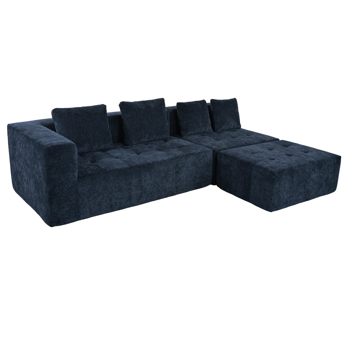 Modern Large Removable Modular Sofa, 3-Piece Set With Free Combination, Includes 4 Cushions, Ideal for Living Room