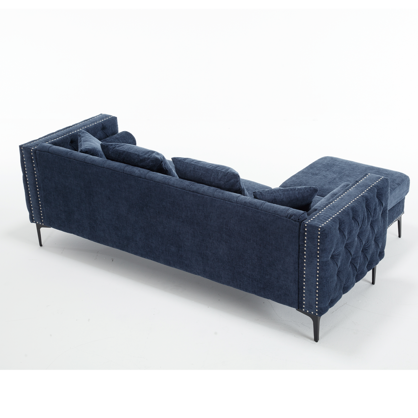 L Shaped Sectional Sofa , Convertible Storage Ottoman,Chenille ,Square Arm, Modern Tufted Couch ,3 Seater