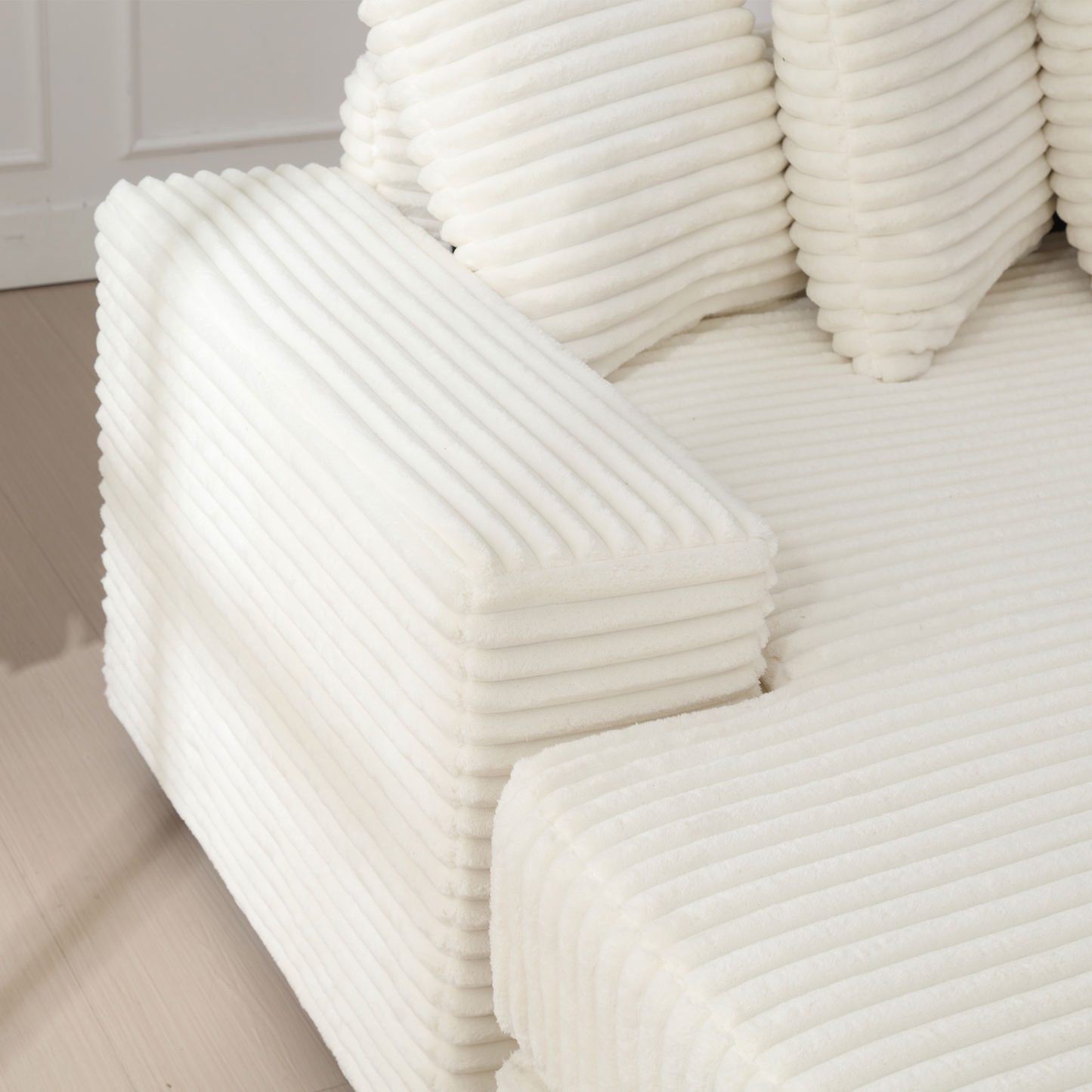 Oversized Two-Piece Couches, L Shaped Sofa, Corduroy, Left Chaise Daybed,with Armrests,Eight Throw Pillows,Corner Sofa
