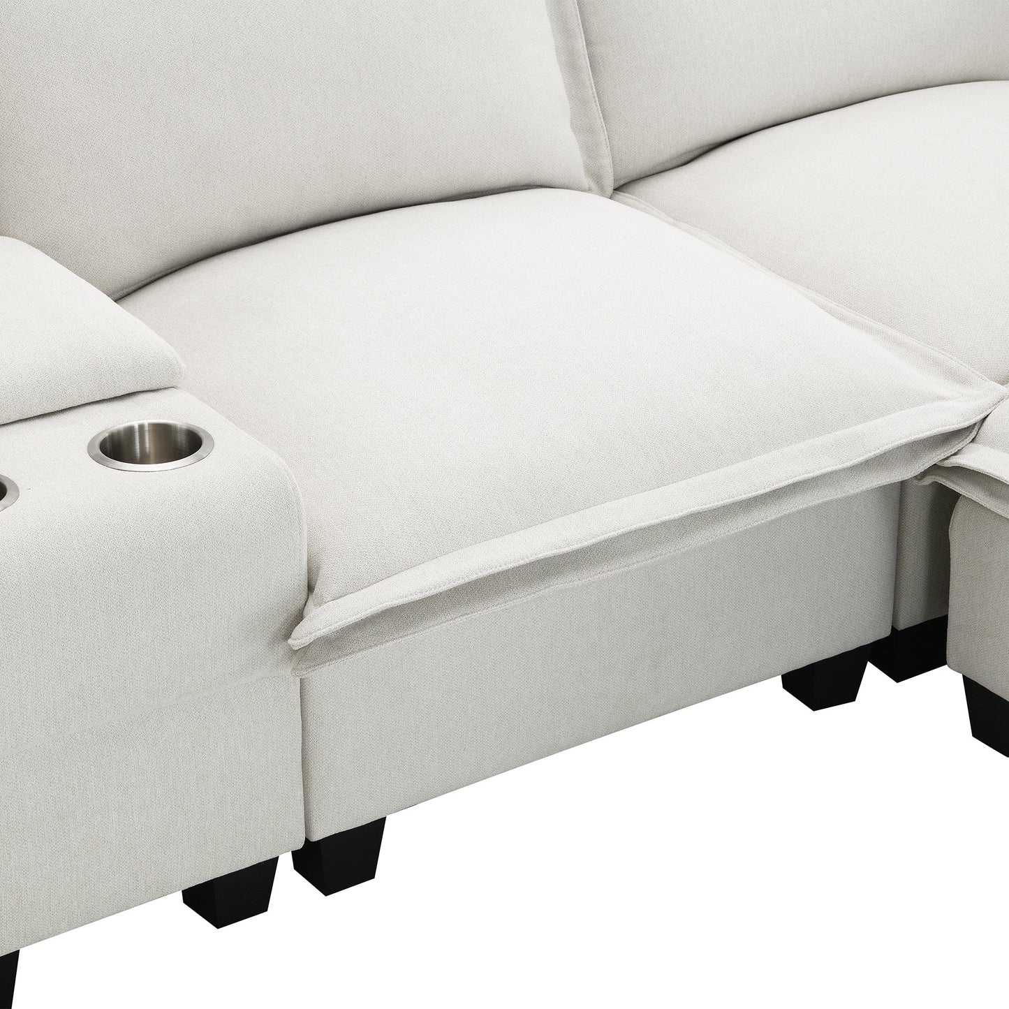 109*57" Modern Sectional Cloud Sofa With Console,USB Charger,Reading Light,Cup Holder,Wide Seat,4 Seat Chenille Modular
