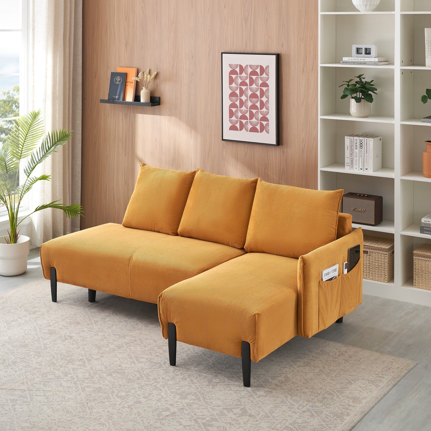 79.50 Inches Long, Velvet Sofa Fabric, With Three Matching Pillows and Spacious and Comfortable Seats