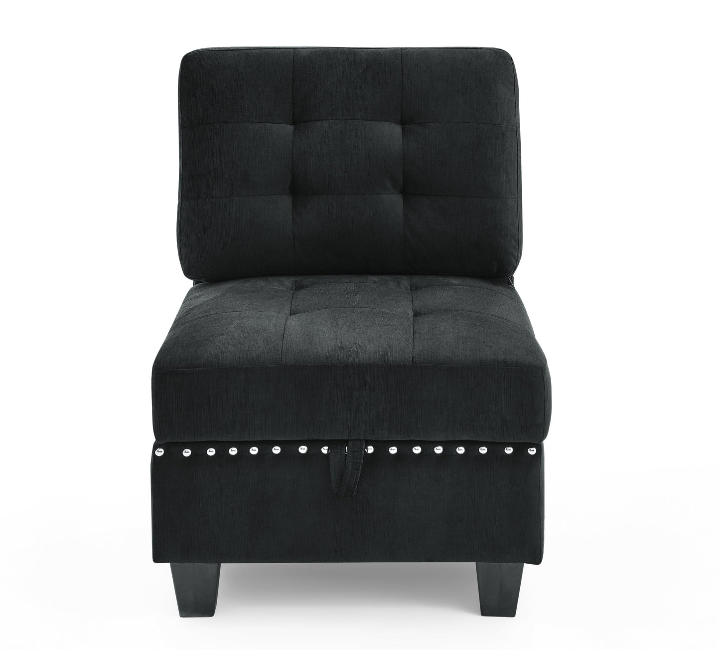 Single Chair for Modular Sectional,Black Velvet (26.5"x31.5"x36")