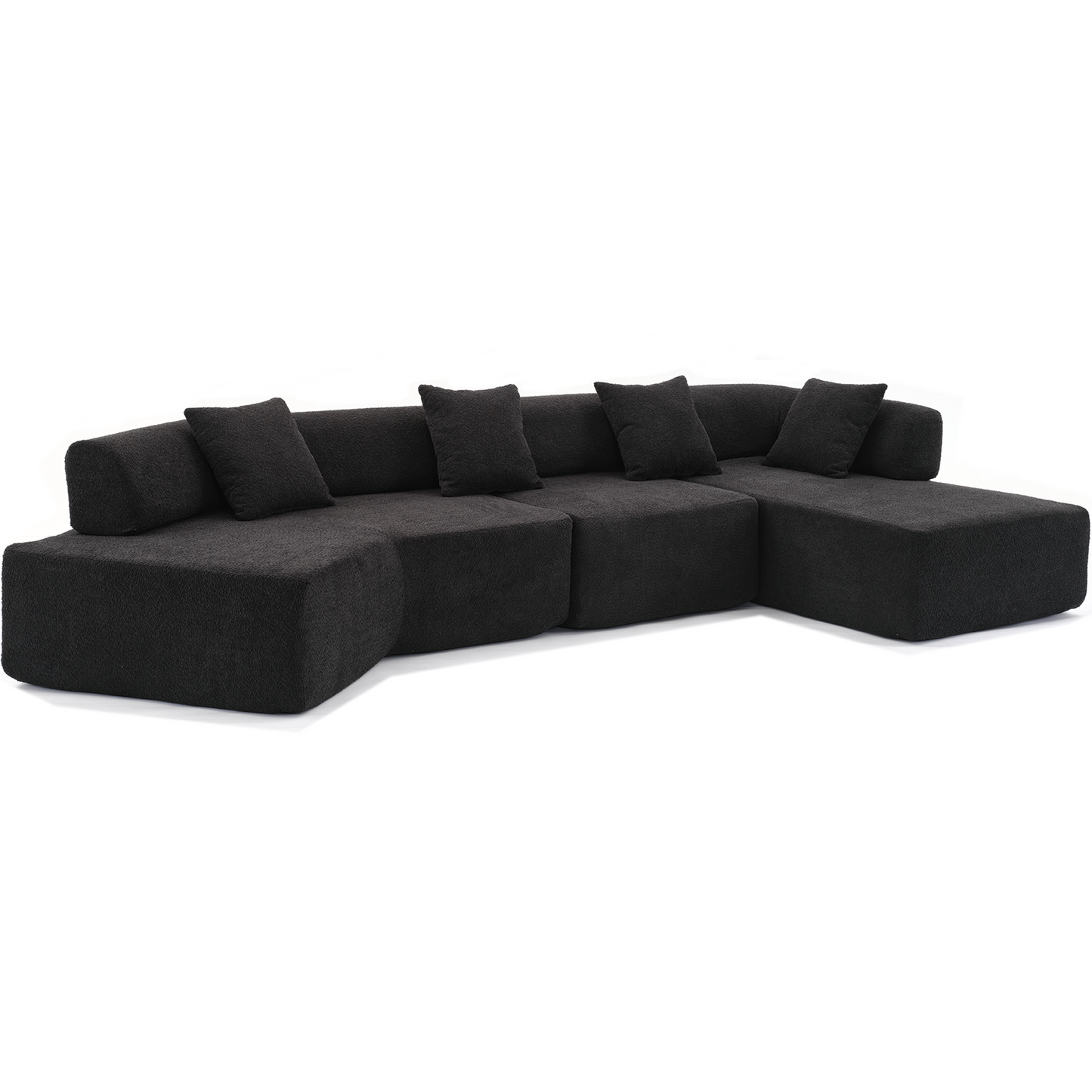 Modern Minimalist 140" L-Shape Couch ,No Assembly Required,Boucle,Modular Sofa ,Couch With Chaise,Free Combination Foam
