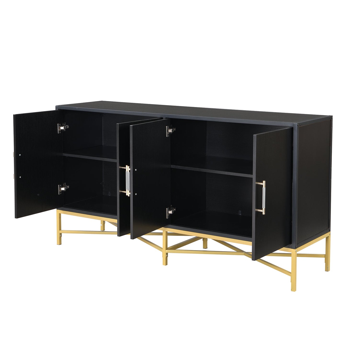 Distinctive Features of Four-Door Sideboard With Metal and Cross-Leg Design,Suitable for Living Rooms,Entrance and Study
