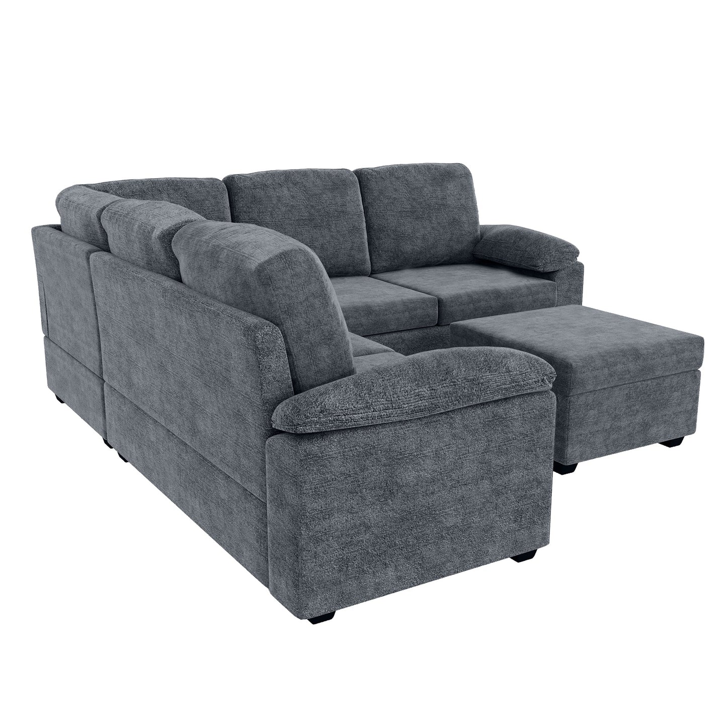 84*84" Modern Velvet Sectional Sofa Set,Large U Shaped Upholstered Corner Couch With Ottoman,Armrest Pillow
