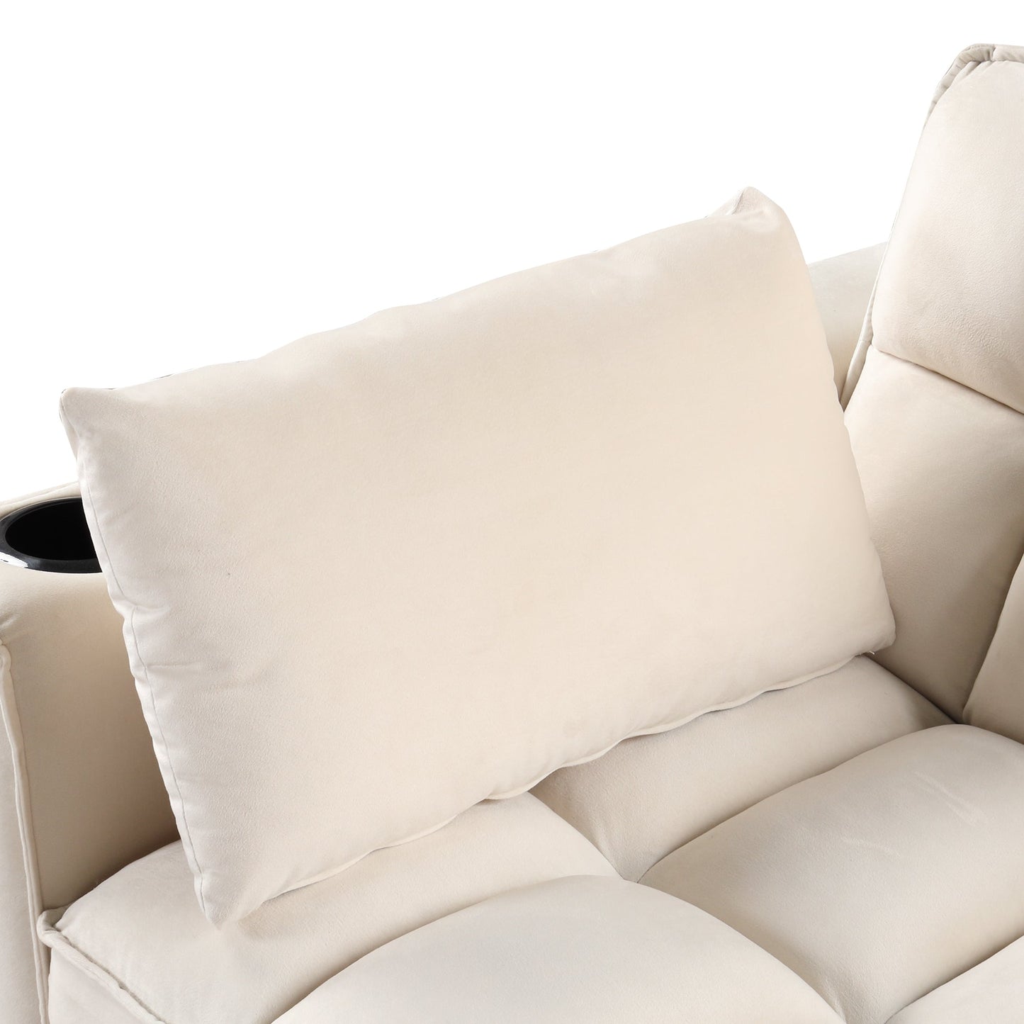 55.3" 4-1 Multi-Functional Sofa Bed With Cup Holder and USB Port for Living Room or Apartments Milky White