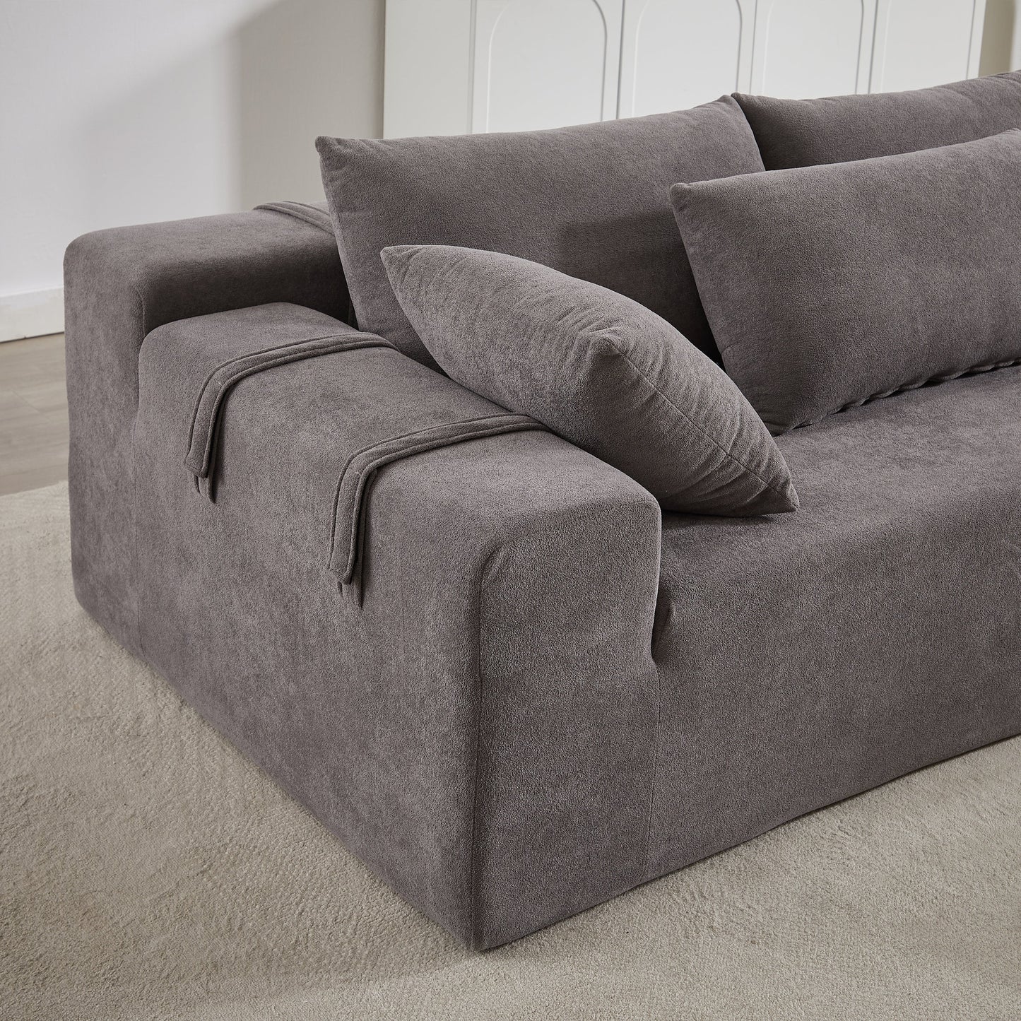 Modern Chenille Upholstered Sectional Sofa Couch Set,Modular 108" L Shaped Sectional Living Room Sofa Set With 6 Pillows