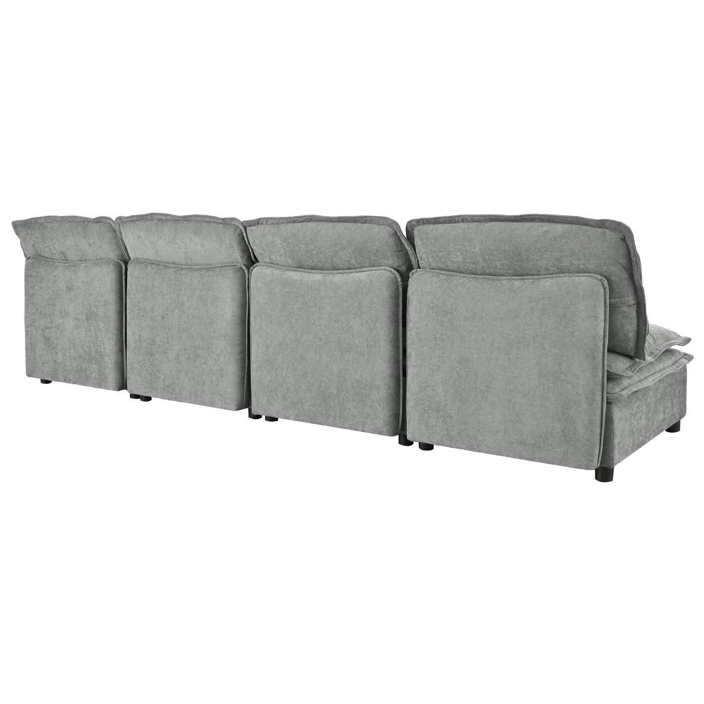 Double-Layer Cushion Modular Sofa, Freely Combinable, 4-Seater With Storage Function, Includes 4 Soft Cushions, Perfect