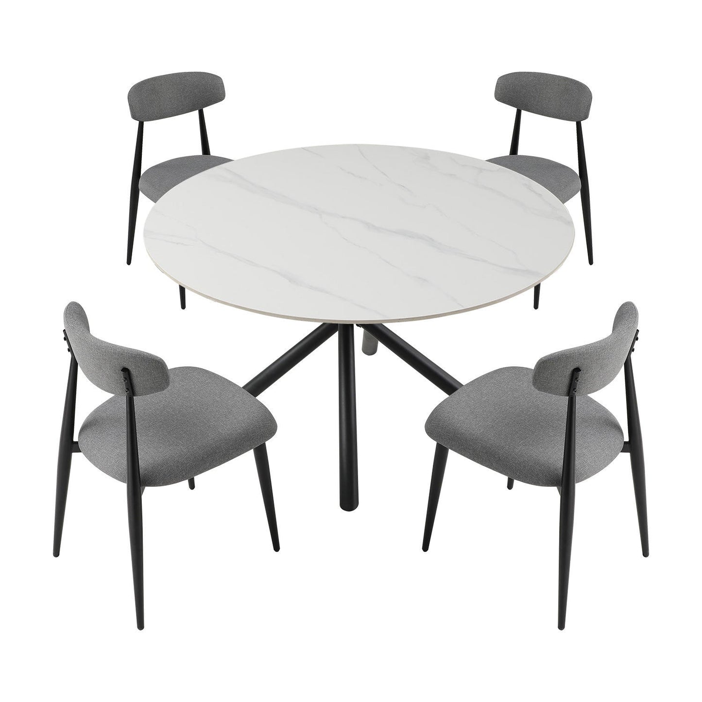 (Set of 6) Dining Chairs, Upholstered Chairs With Metal Legs for Kitchen Dining Room,Grey