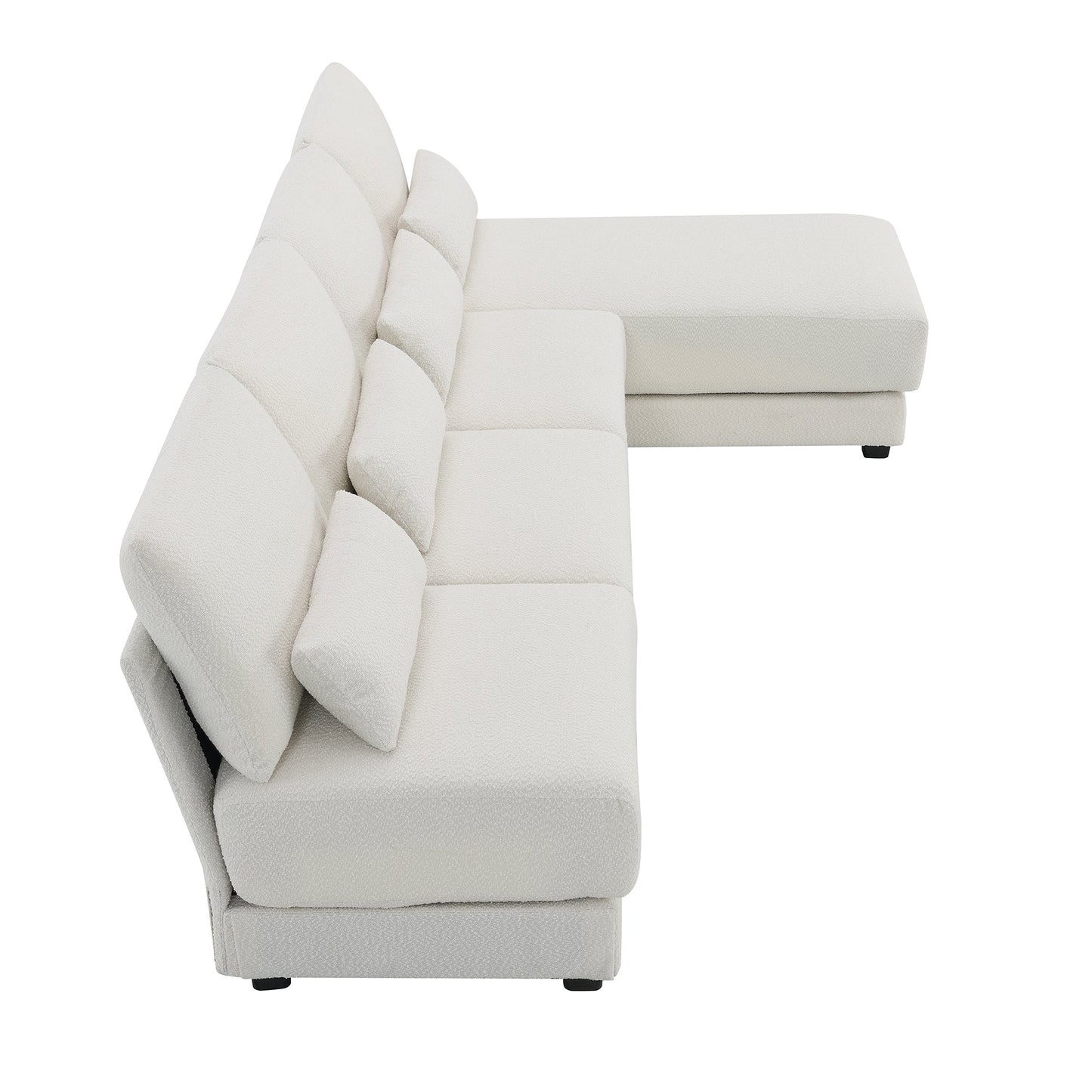 120*61" Oversized Deep Seat Sectional Sofa With Reversible Chaise,Loop Yarn Fabric 5-Seat Armless Indoor Furniture