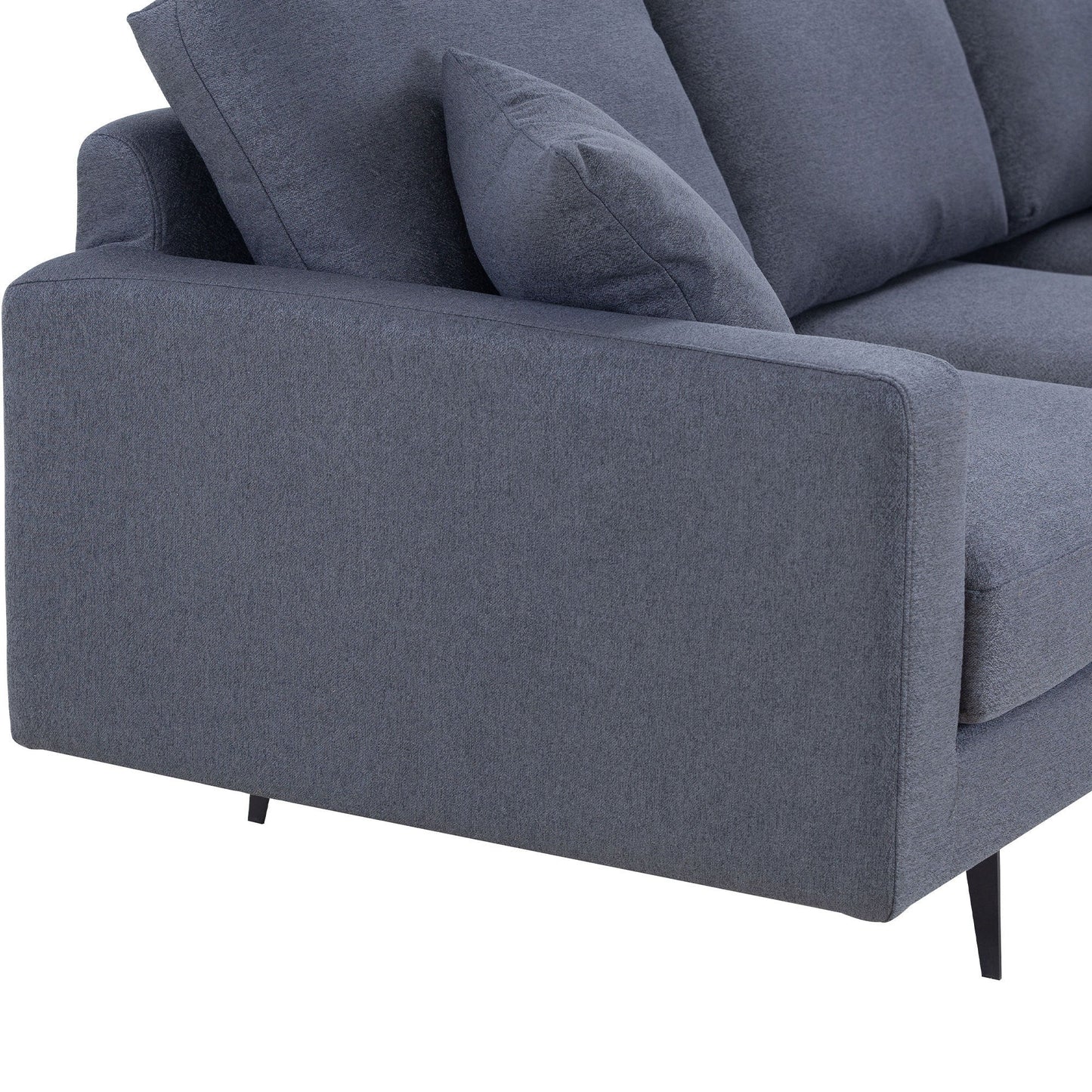 Modern Grey Three-Seat Sofa With Thick Sponge and Two Pillows, 87.40inch