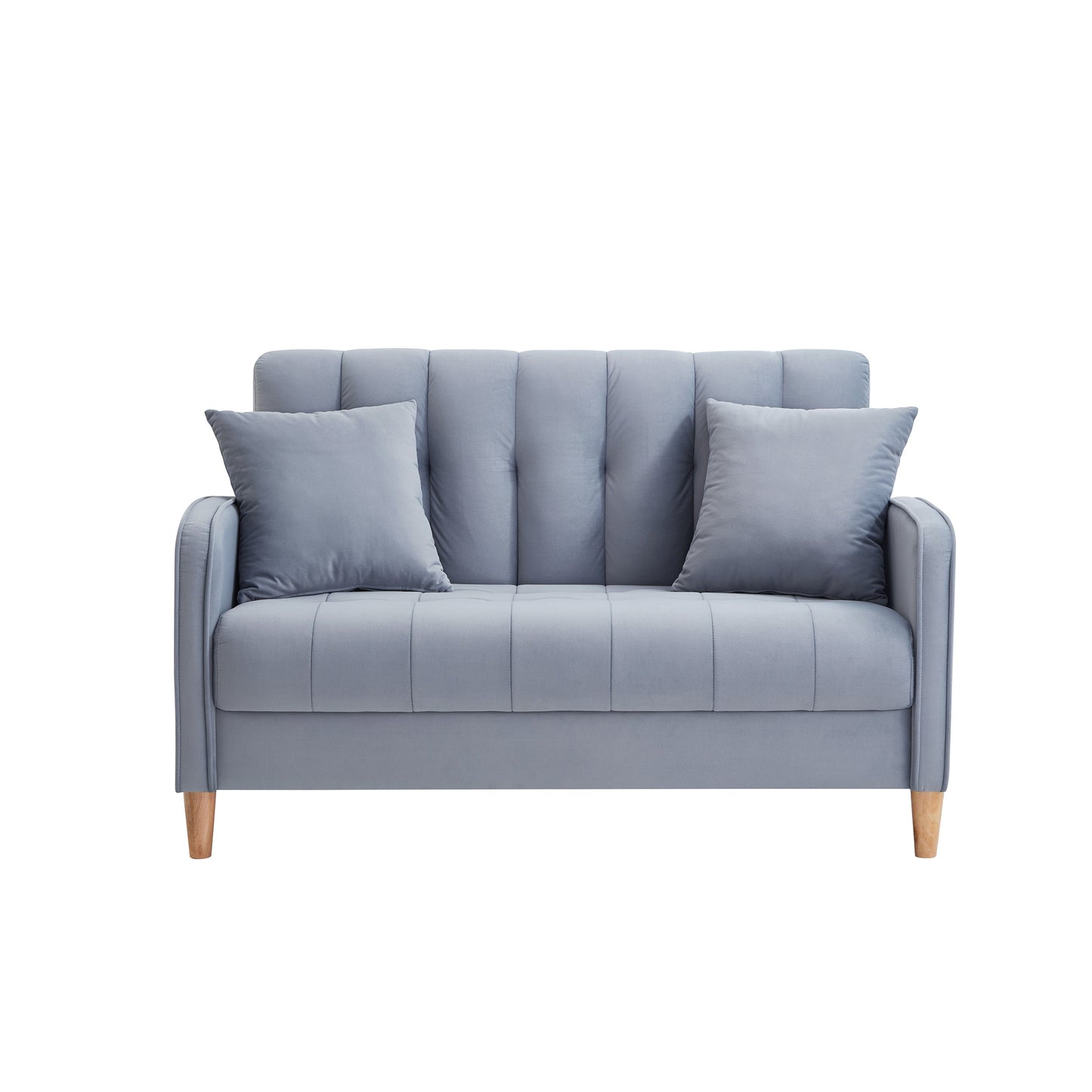 Modern Design Couch for Living Room Department Small Space Loveseat Smooth Velvet Upholstered Tufted Sofa Light Blue