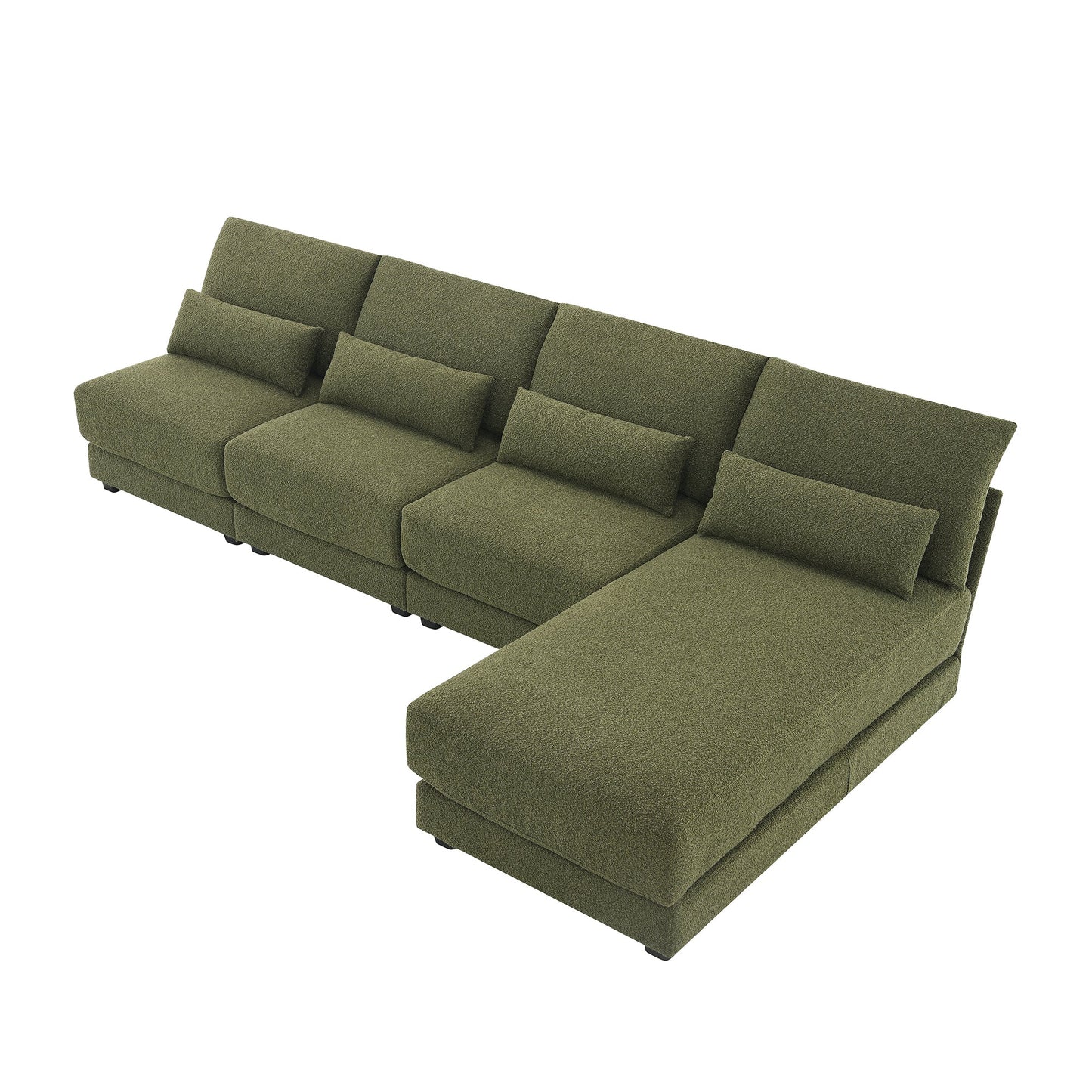 120*61" Oversized Deep Seat Sectional Sofa With Reversible Chaise,Loop Yarn Fabric 5-Seat Armless Indoor Furniture