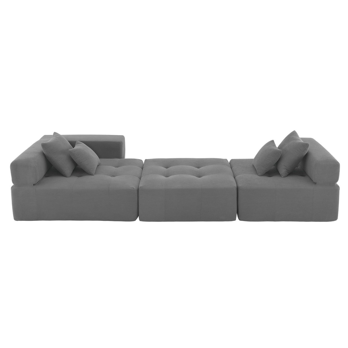 105.5''L Shaped Modular Sectional Sofa,Minimalist Corduroy Floor Couch Set,Convertible Foam-Filled Cloud Compressed Couch