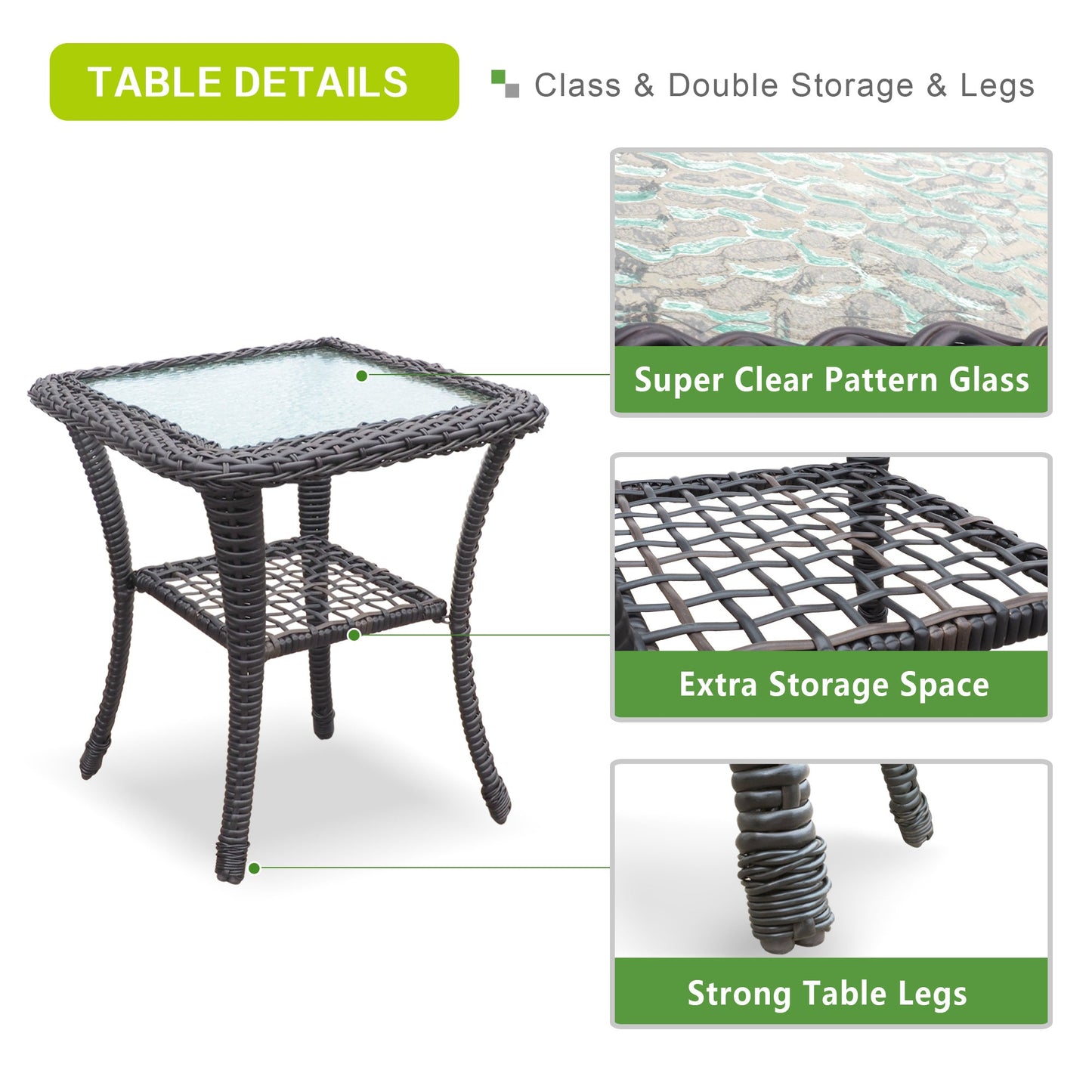 360-Degree Patio Wicker Swivel Rocker Chairs Set; Outdoor Rattan Rocking Bistro Sets With Cushions and Table