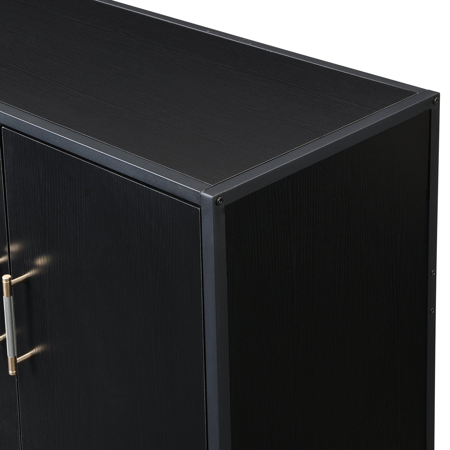 Distinctive Features of Four-Door Sideboard With Metal and Cross-Leg Design,Suitable for Living Rooms,Entrance and Study