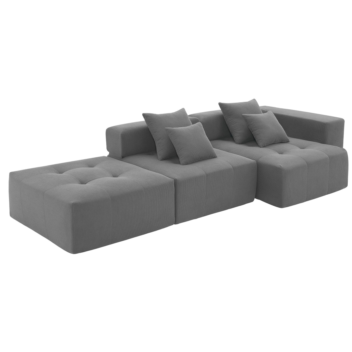 105.5''L Shaped Modular Sectional Sofa,Minimalist Corduroy Floor Couch Set,Convertible Foam-Filled Cloud Compressed Couch