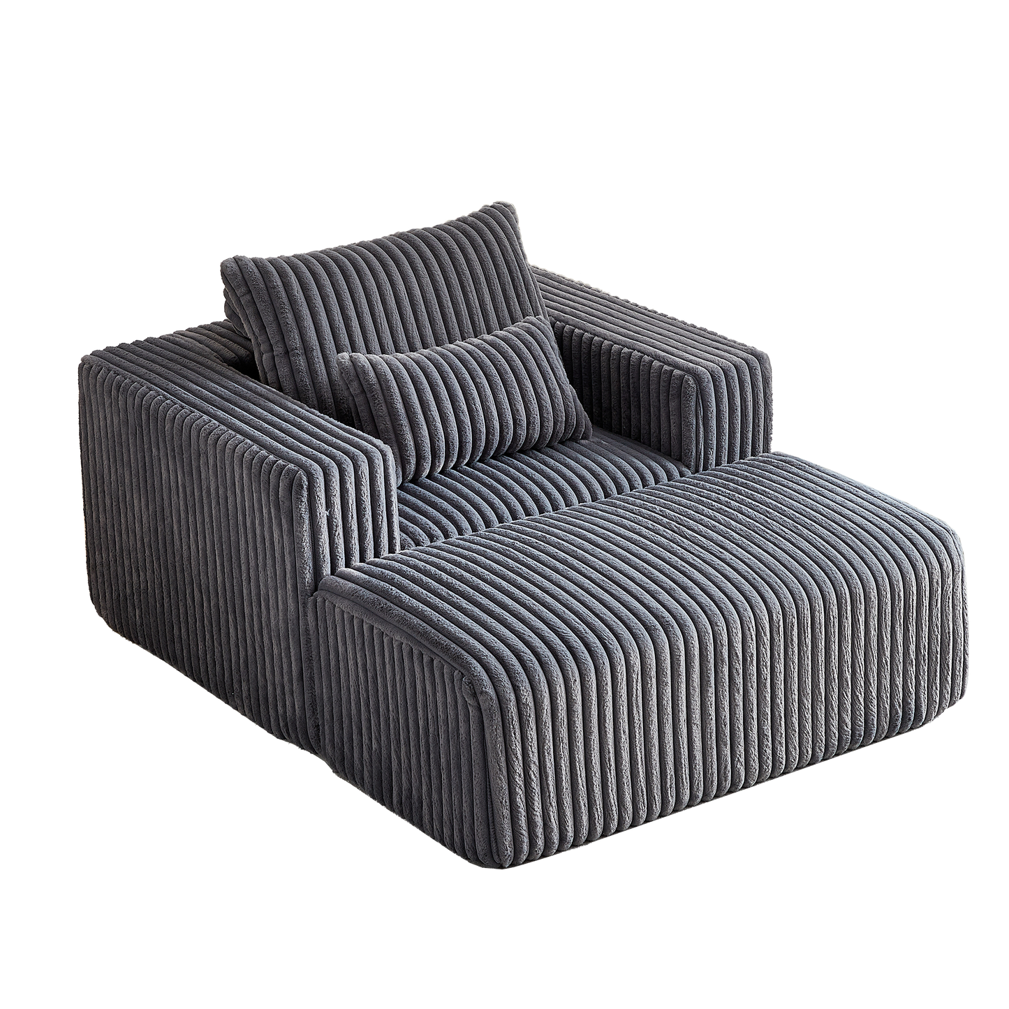 62.5-Inch Corduroy Sponge Sofa Lounge Chair With Removable Footrest,No Assembly Required,Fluffy Modern Sleeper Chair