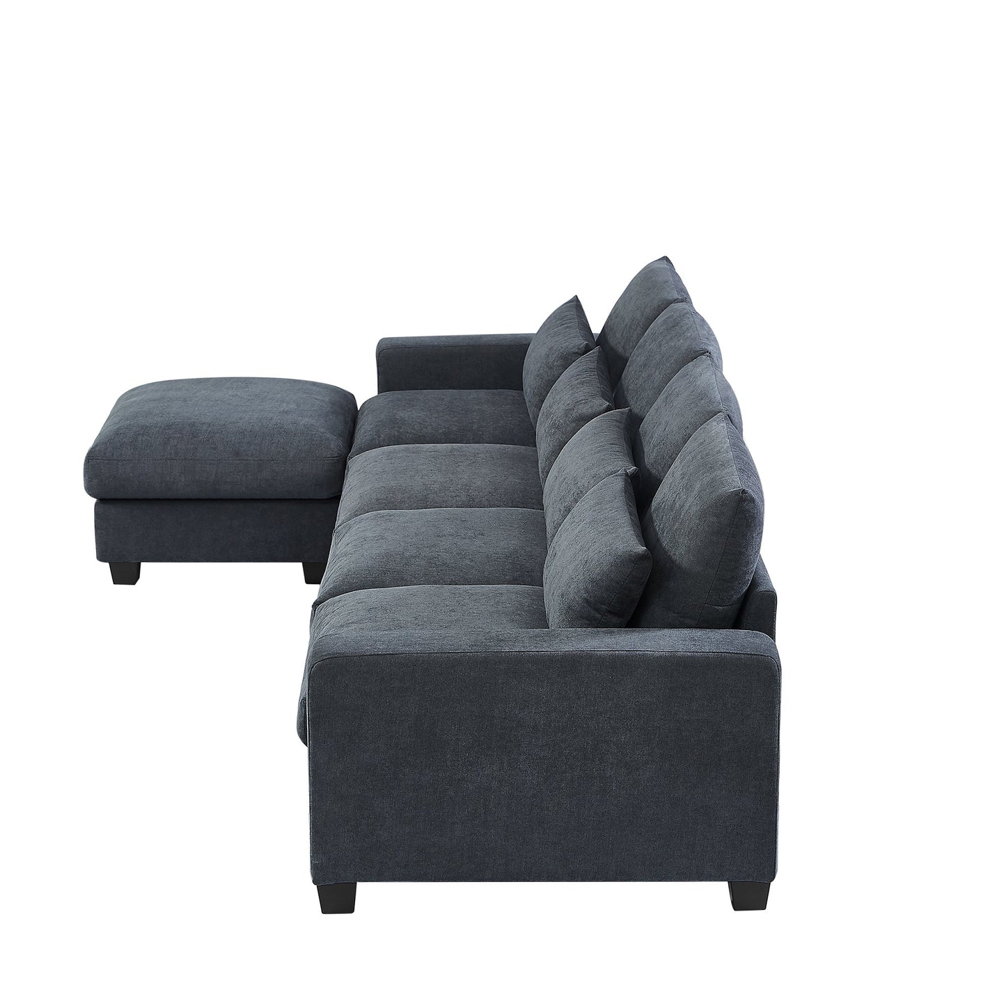 Modern Large L-Shape Feather Filled Sectional Sofa, Convertible Sofa Couch