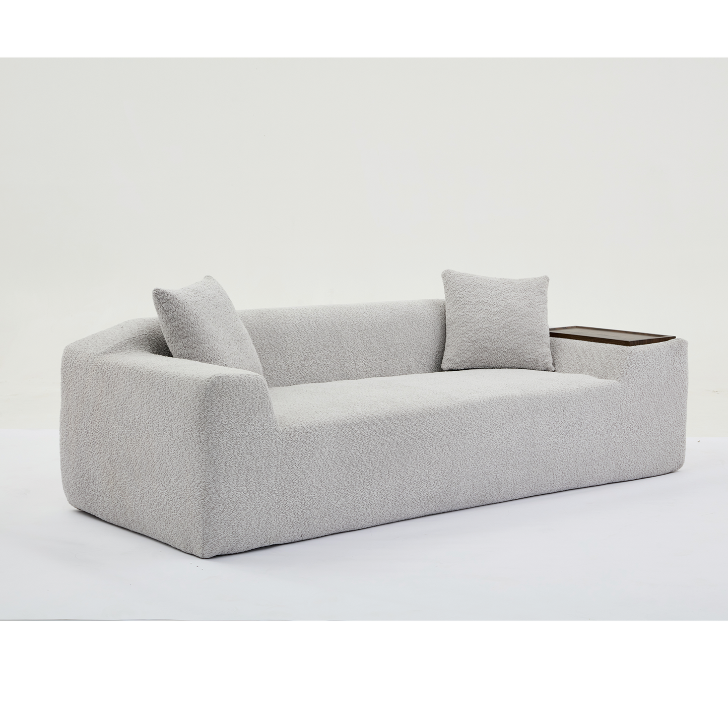 2 Piece Boucle Cloud Sofa Set, Upholstered Sofa Set, Modern 3 Seater and 2 Seater Sofa With MDF End Table for Living Room