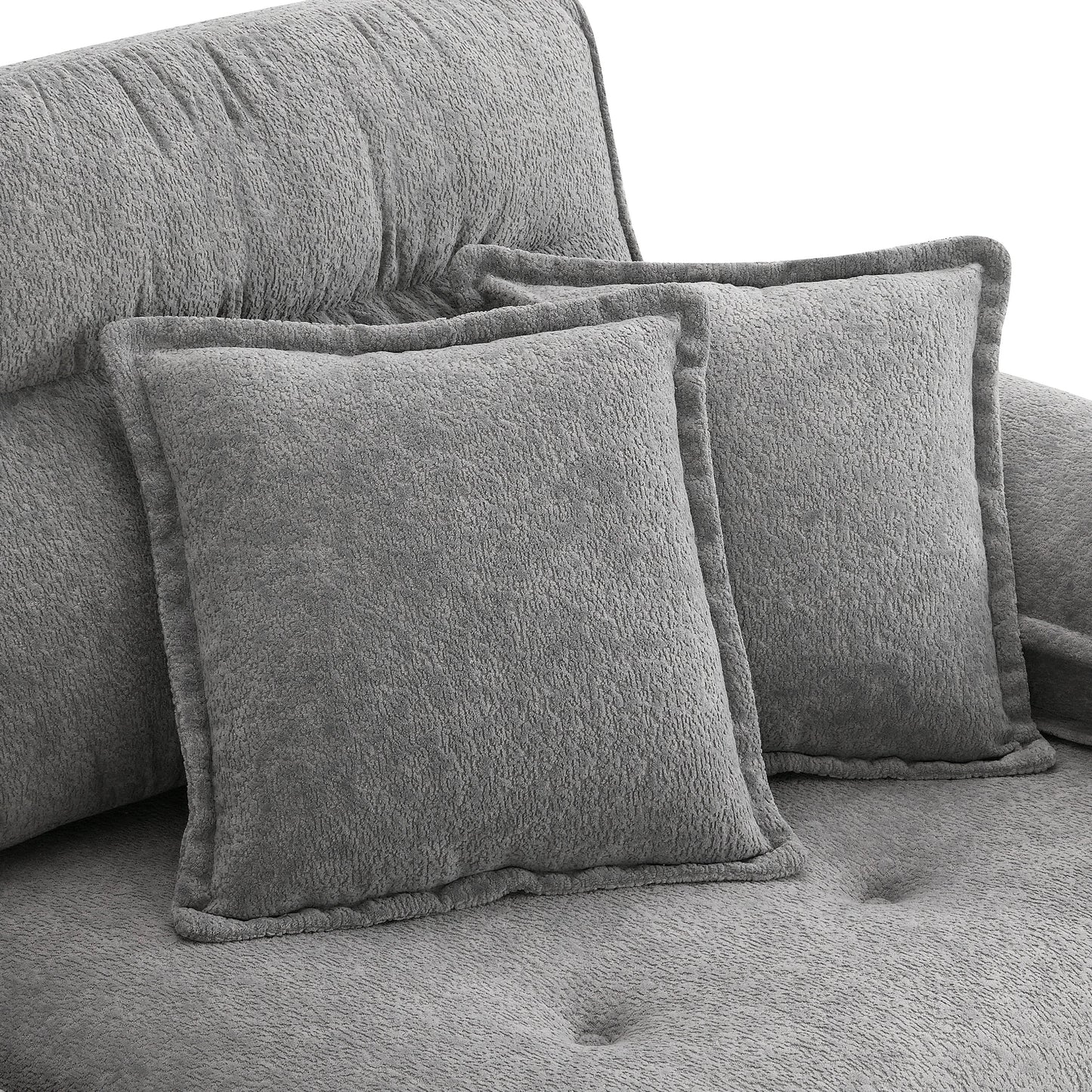 106*66.5" L Shaped Convertible Sectional Sofa,4 Seat Tufted Couch Set With Two-Tone Adjust Legs,Cloud Chenille Fabric