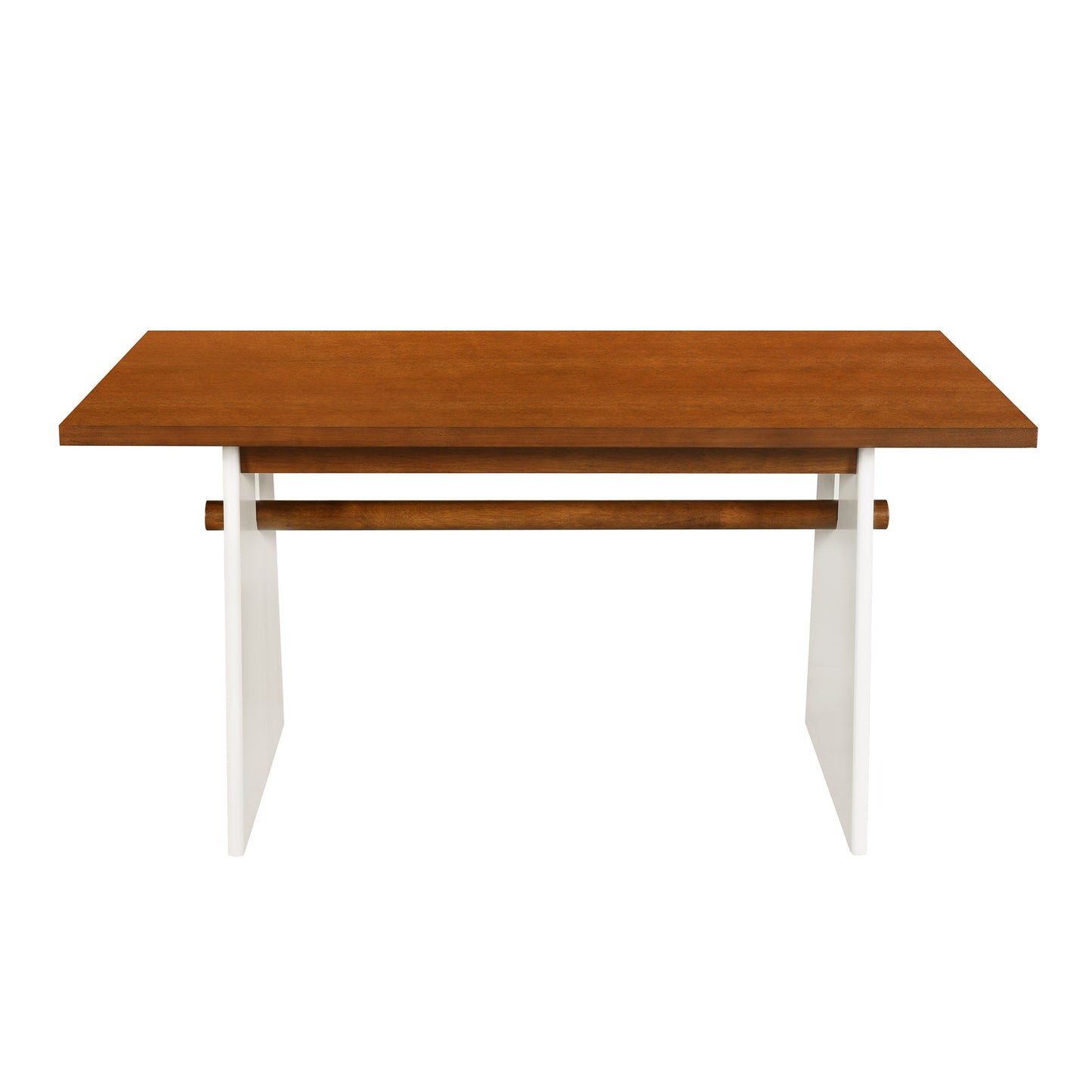 Modern 7-Piece Dining Table Set With Trestle Dining Table and 6 Upholstered Dining Chairs, Compact Kitchen Table
