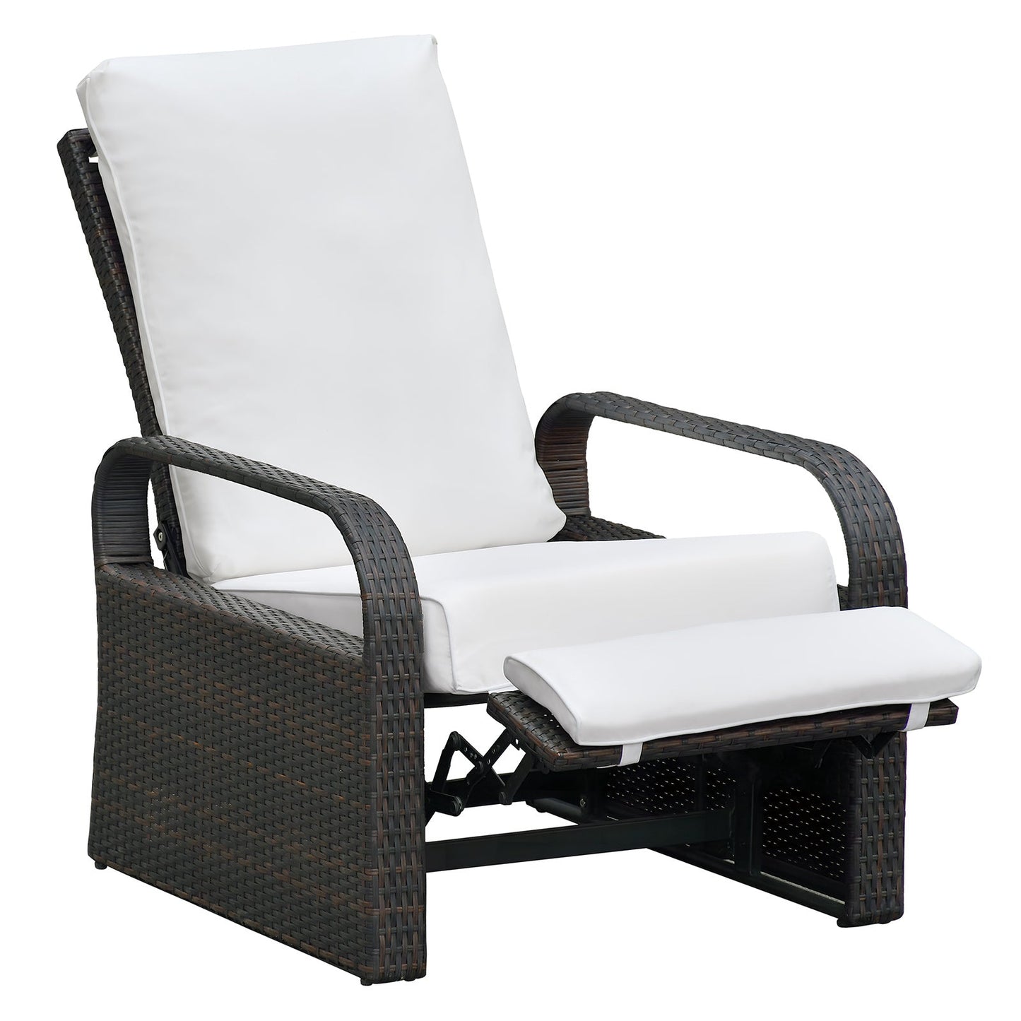 Outdoor Recliner Chair; Automatic Adjustable Wicker Lounge Recliner Chair With 5.12'' Thicken Cushion