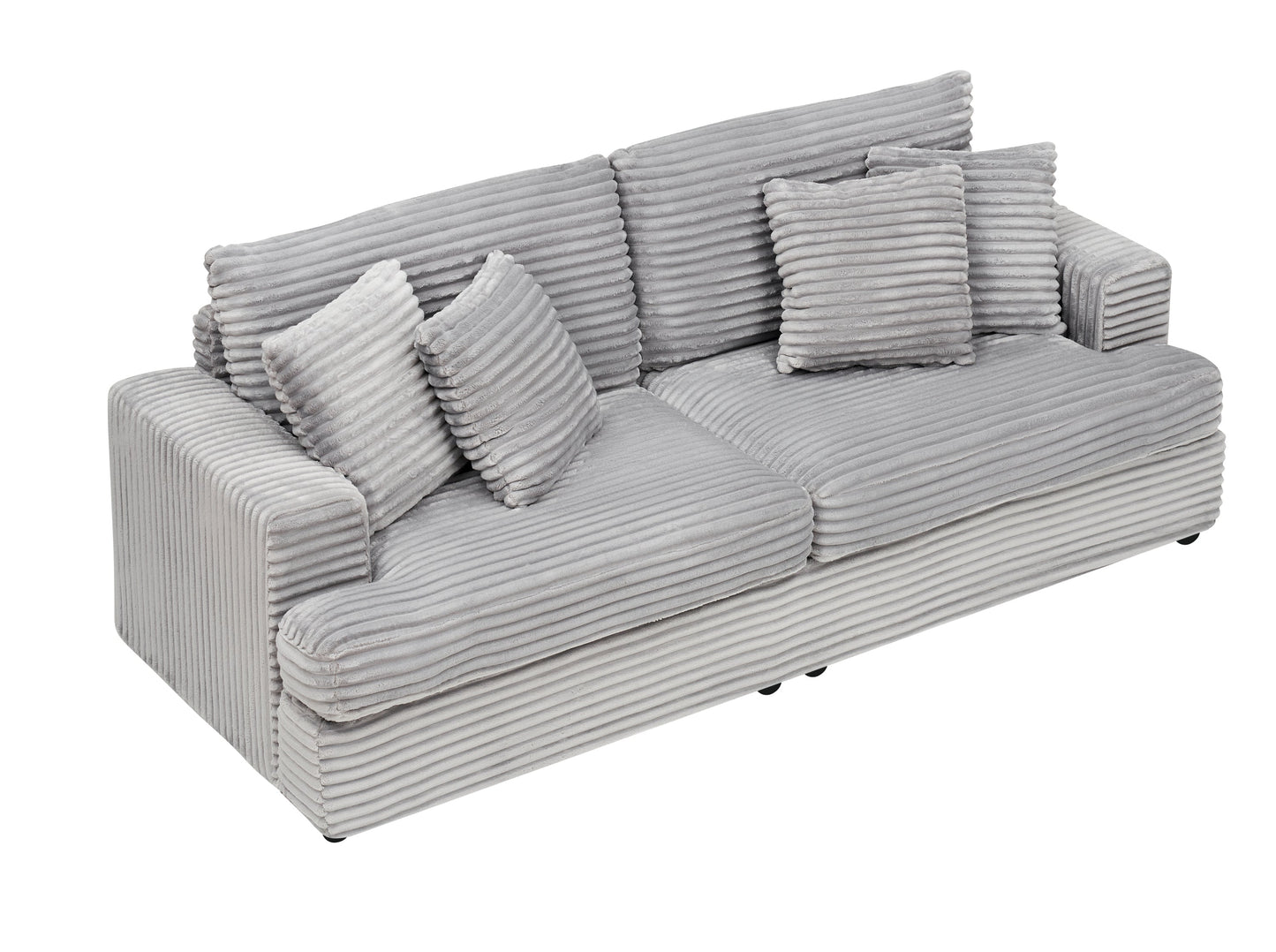 79.3 Inches Long, Corduroy Sofa, With 4 Matching Toss Pillows Sleek Design Spacious and Comfortable 3 Seater Couch