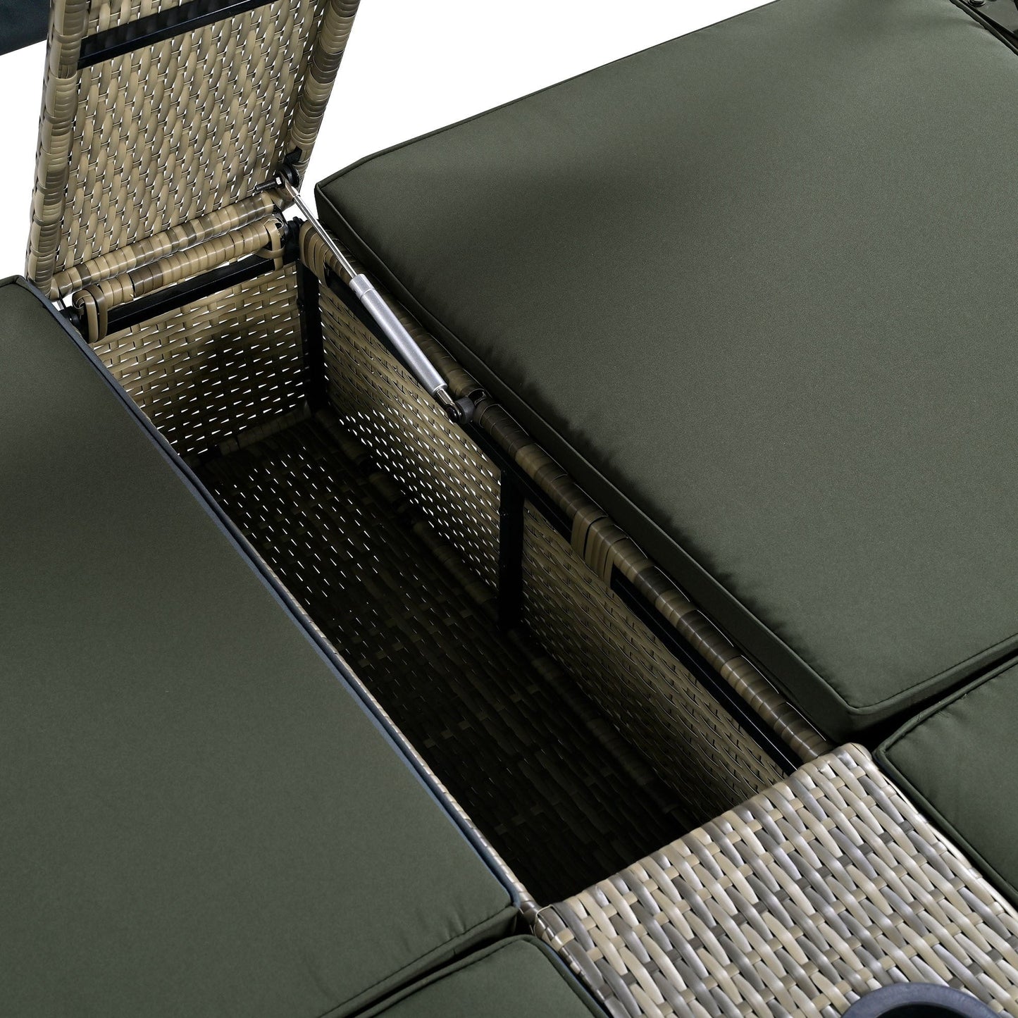 Patio Daybed Outdoor Daybed Outdoor Rattan Sun Lounger With Shelter Roof With Adjustable Backrest, Storage Box