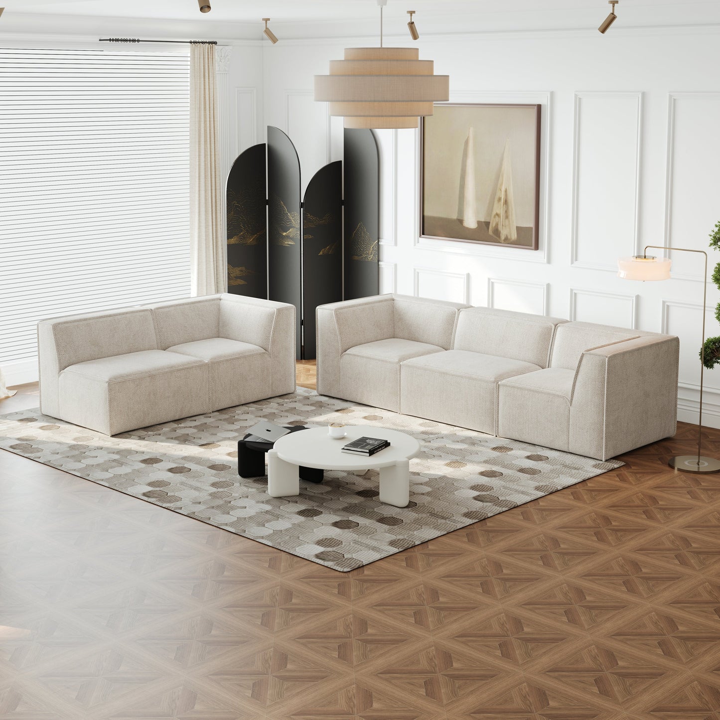106*106" Chenille Modular L Shaped Sectional Sofa,Luxury Floor Couch Set,Upholstered Indoor Furniture