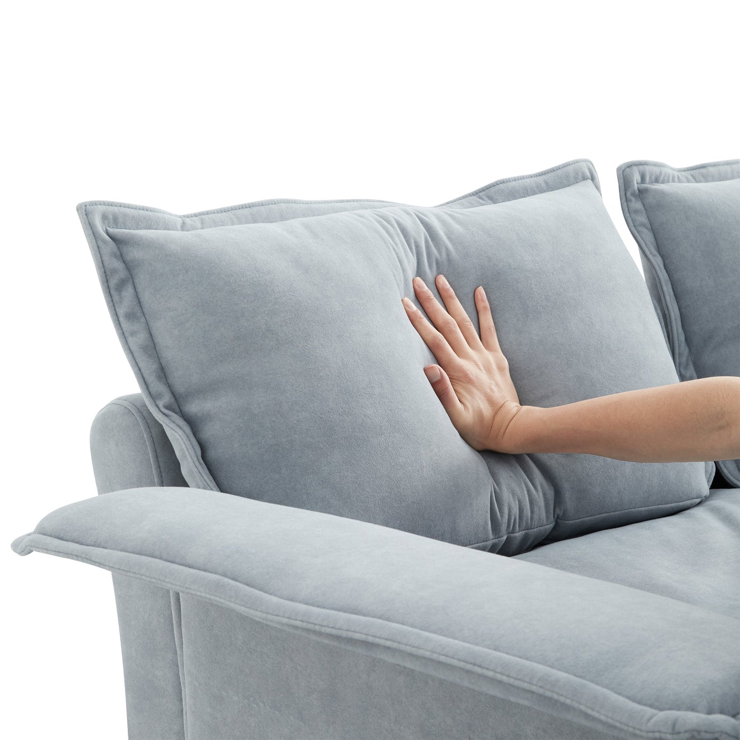 95*66"Oversized Luxury Sectional Sofa With Bentwood Armrests,4 Seat Upholstered Indoor Furniture With Double Cushions