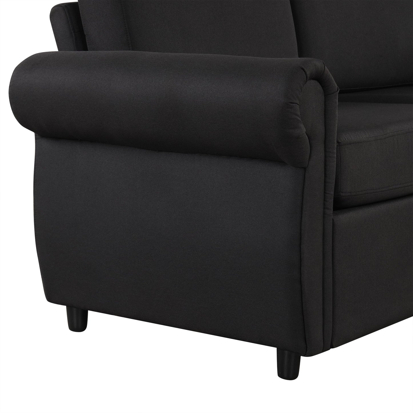57.9" Pull Out Sofa Bed Loveseat Sleeper With Twin Size Memory Mattress With Two USB Ports for Living Room Spaces, Black